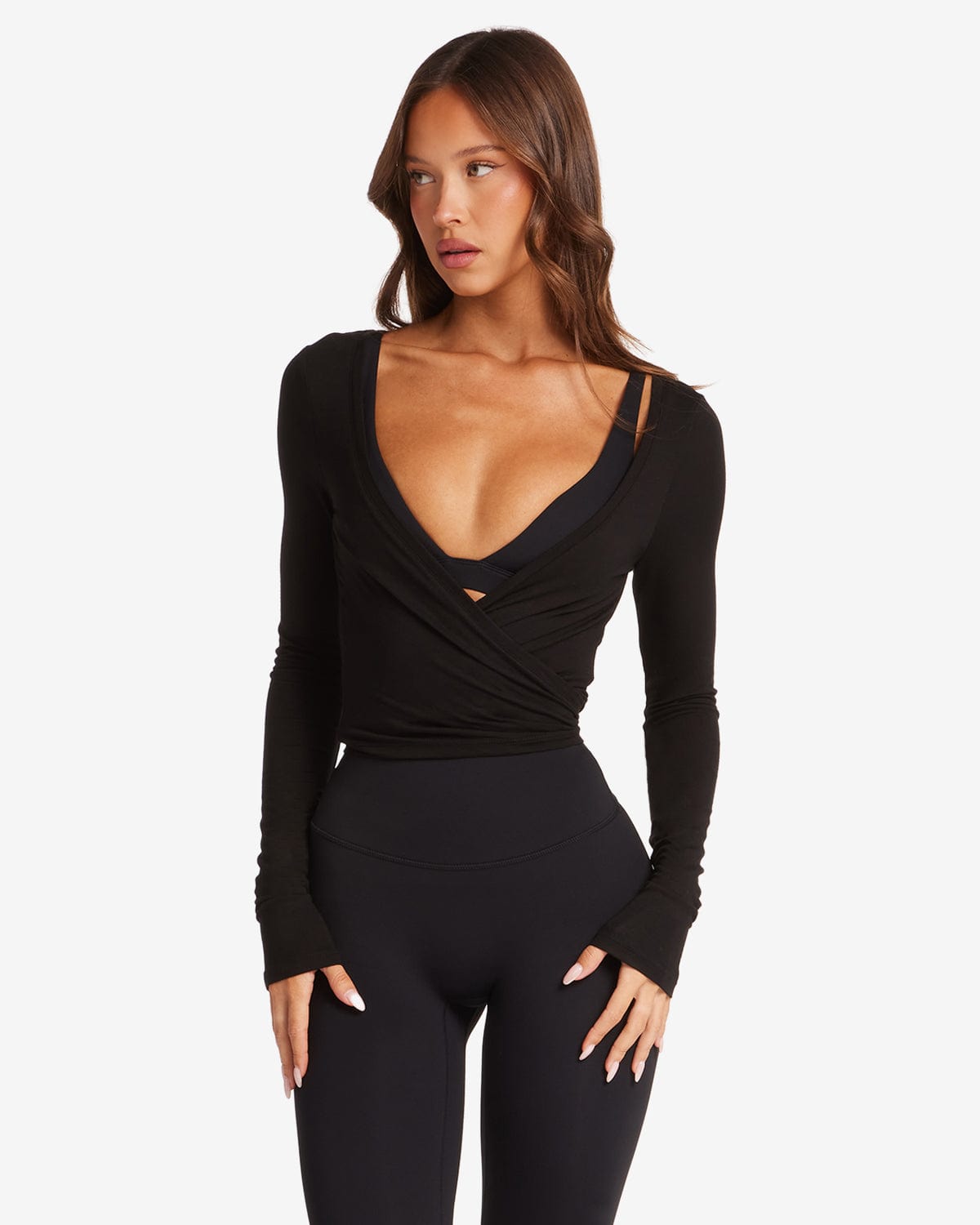 melt the lady wrap laceup tops black Ballet Wrap Top | Black melt 