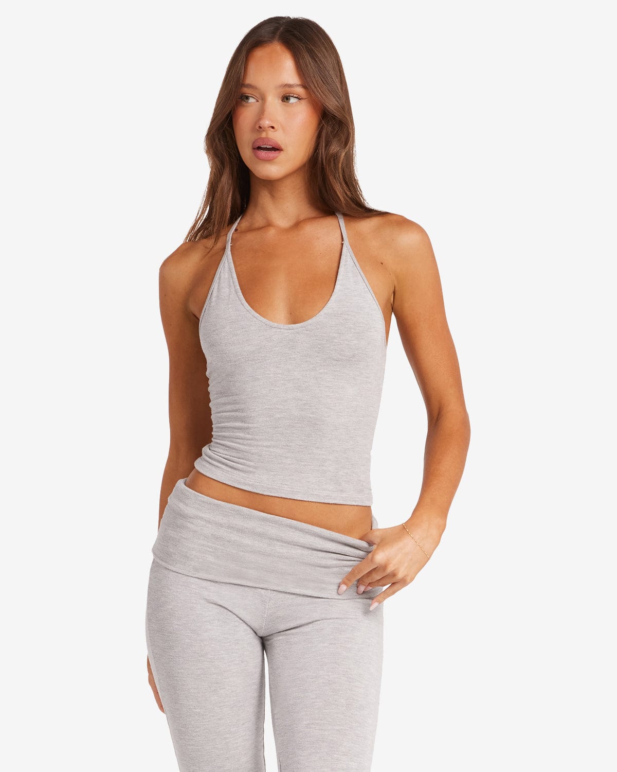 Halter Tie Tank | Light Grey
