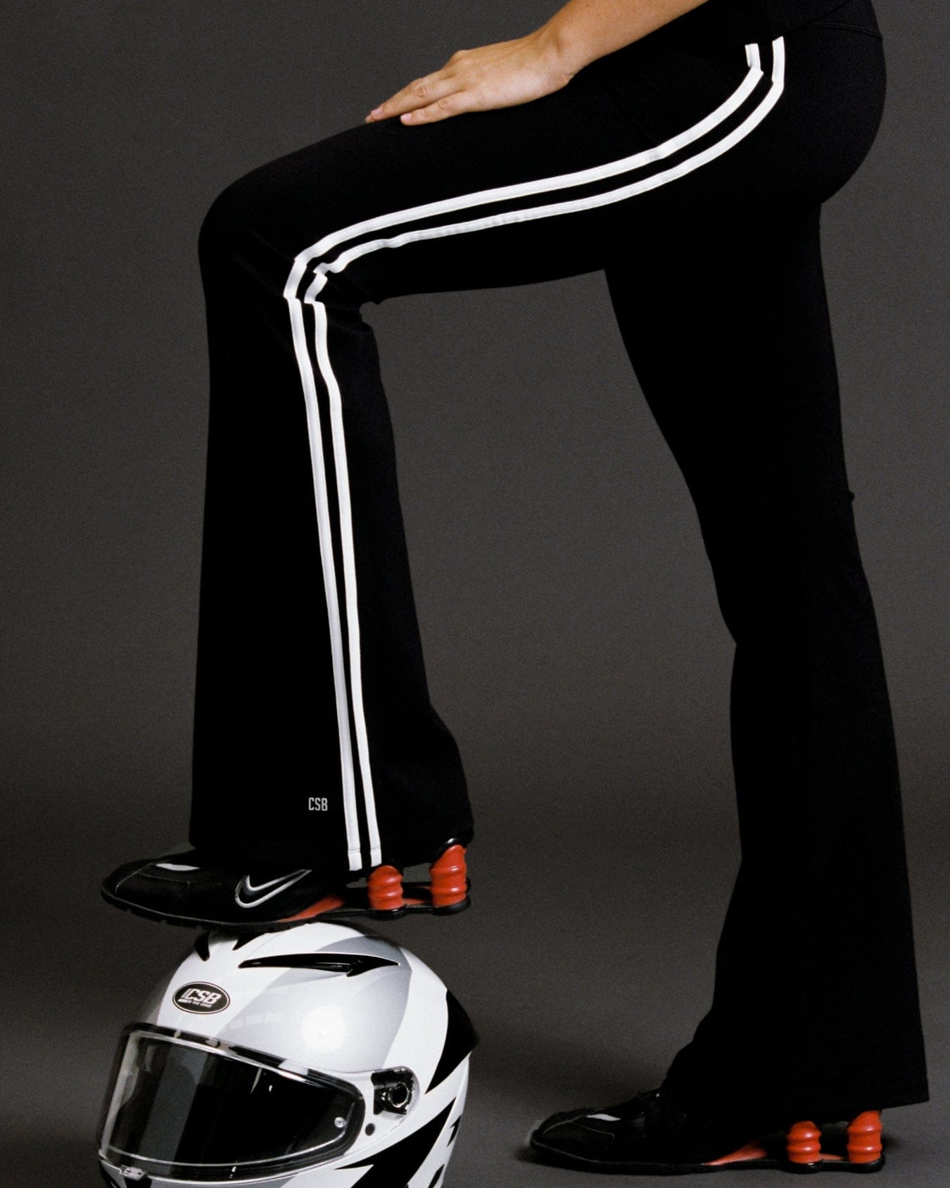 Form Invisible Scrunch Fold Over Stripe Flare Leggings | Black