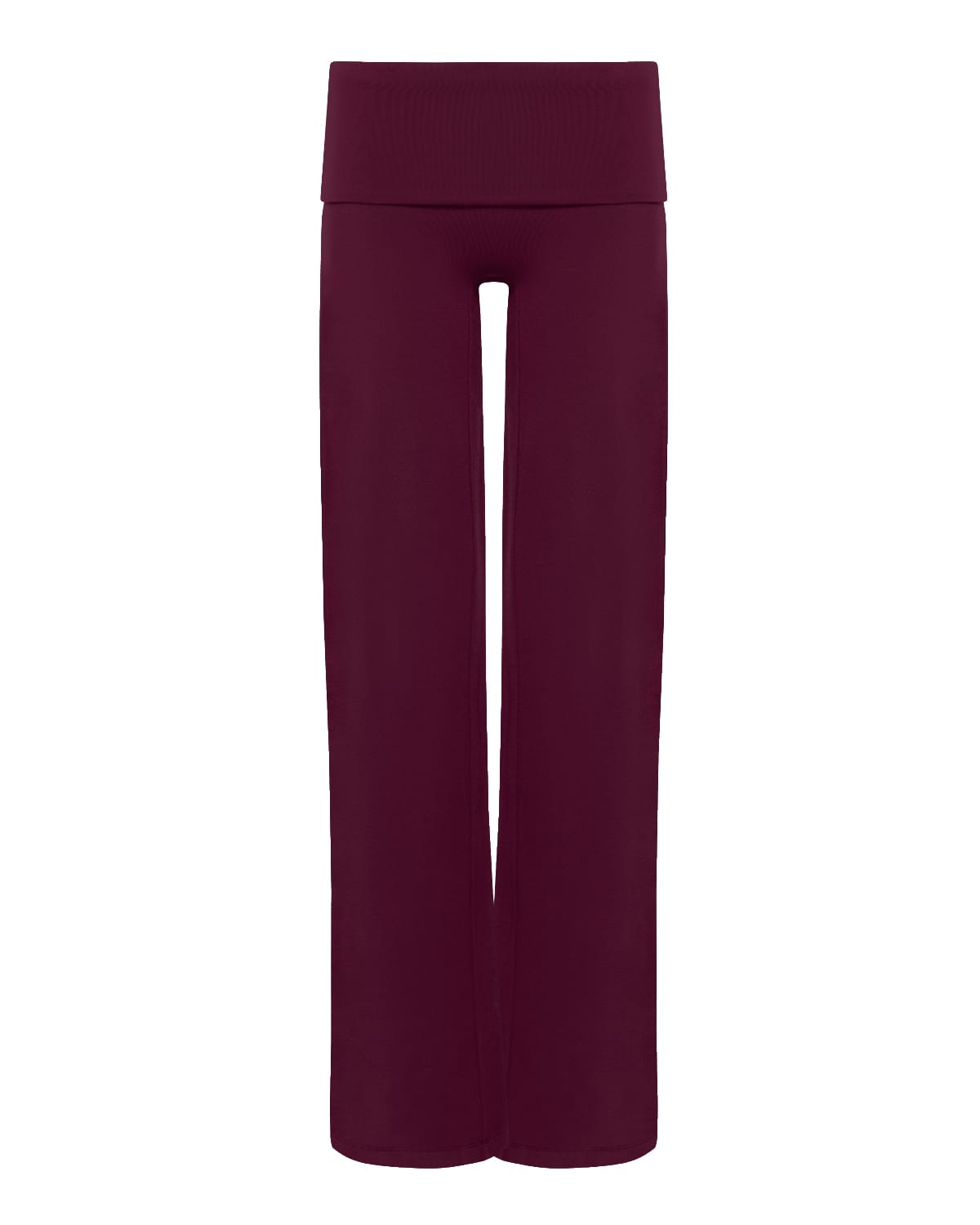 Foldover Jersey Straight Leg Pants | Deep Berry