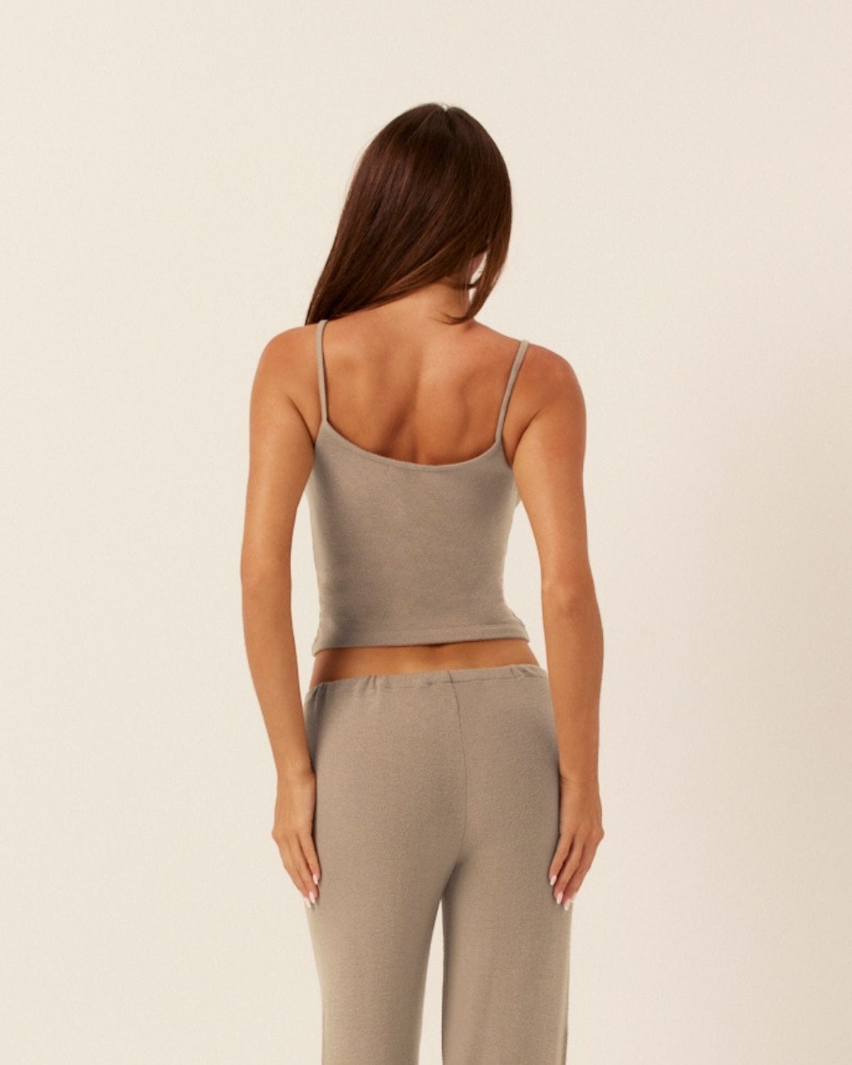 Terry Thin Strap Tank | Almond
