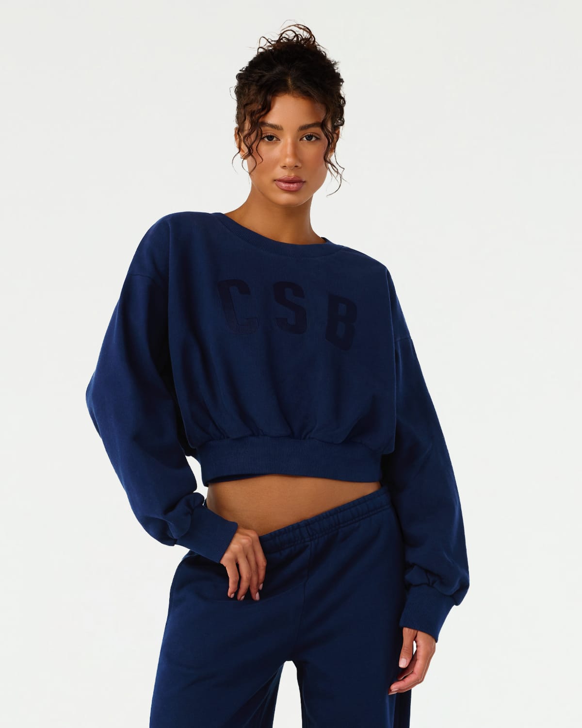 Cropped Crew Neck | Navy