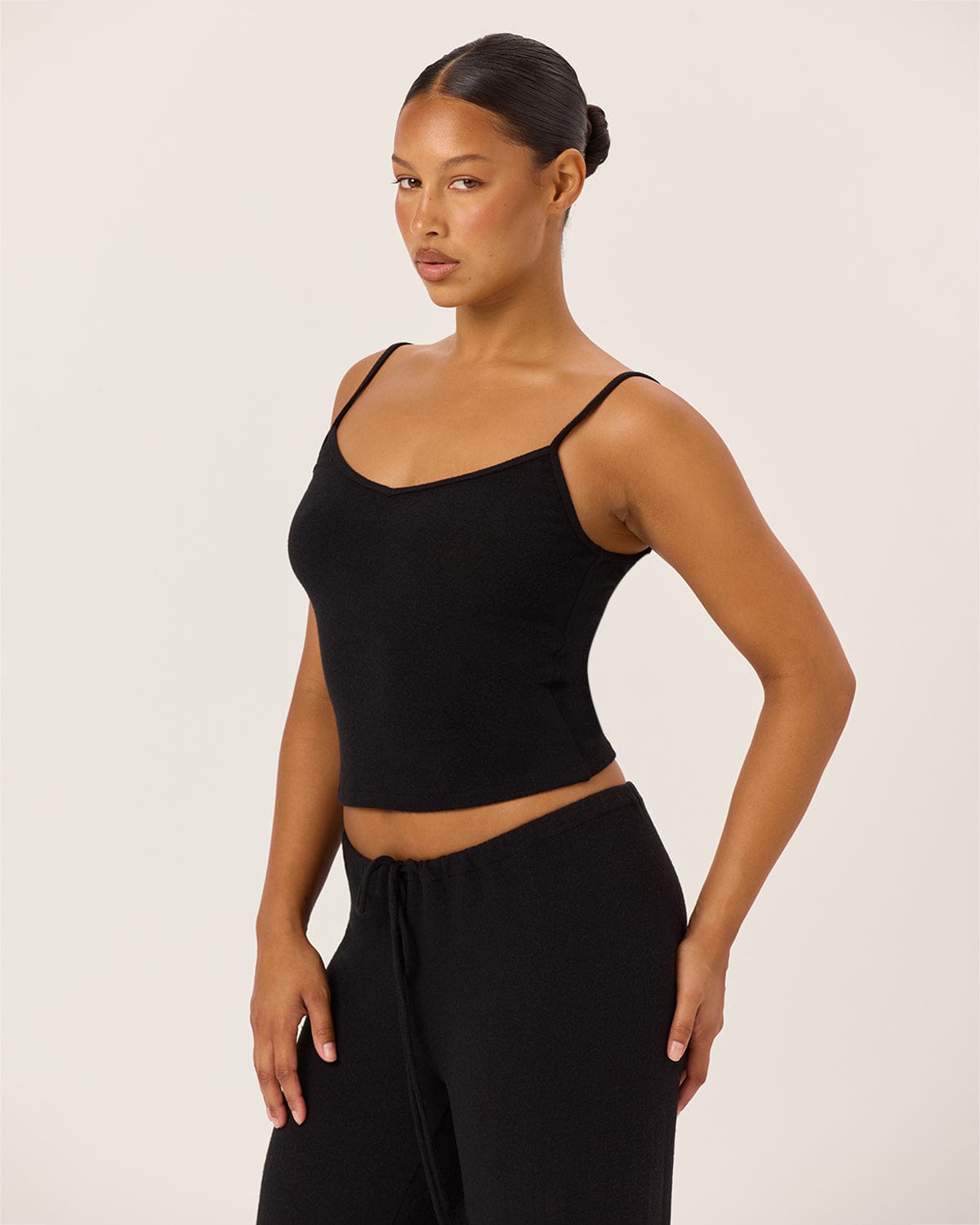 Terry Thin Strap Tank | Black