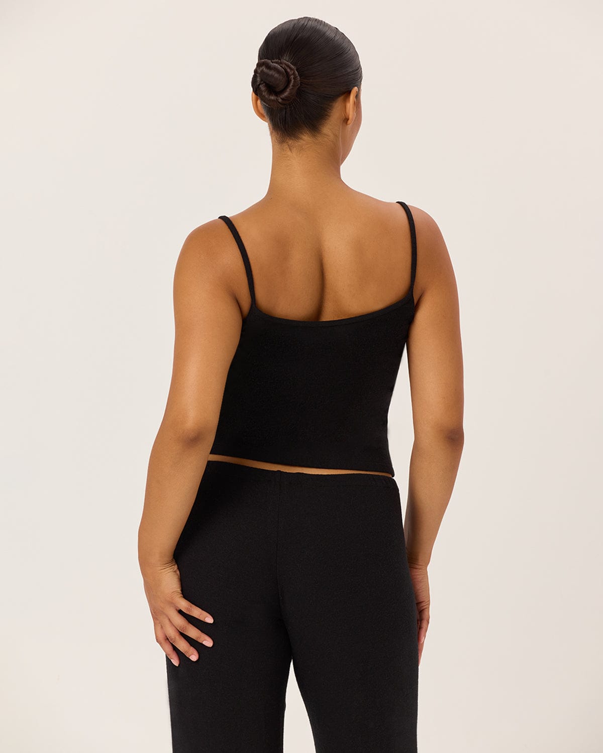 Terry Thin Strap Tank | Black