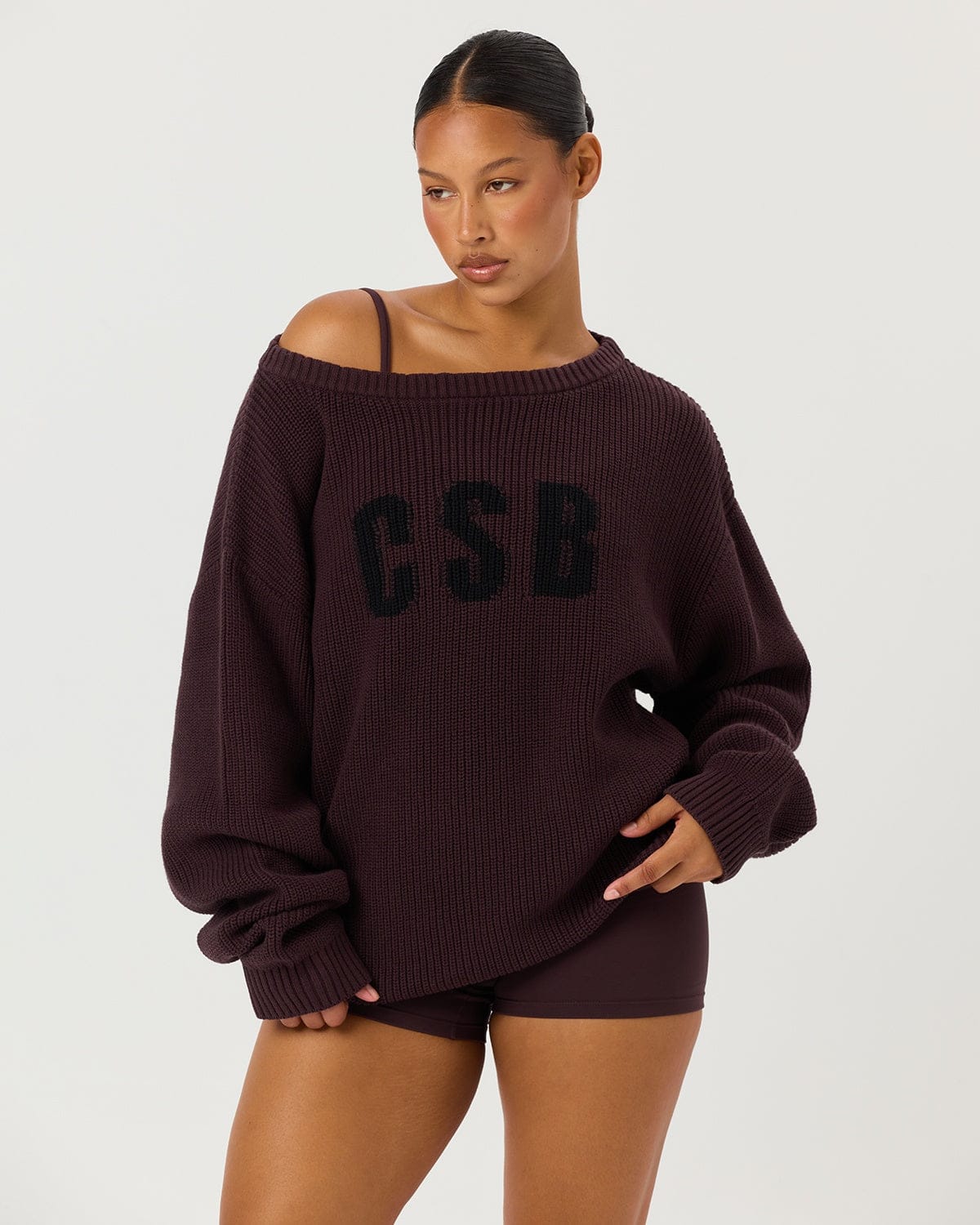 Off Shoulder Knit Sweater | Espresso Off Shoulder Knit Sweater | Espresso