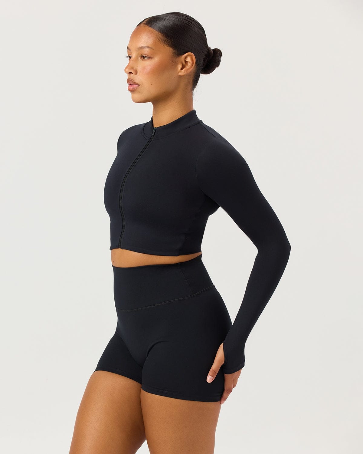 Serenity Cropped Zip Jacket | Black