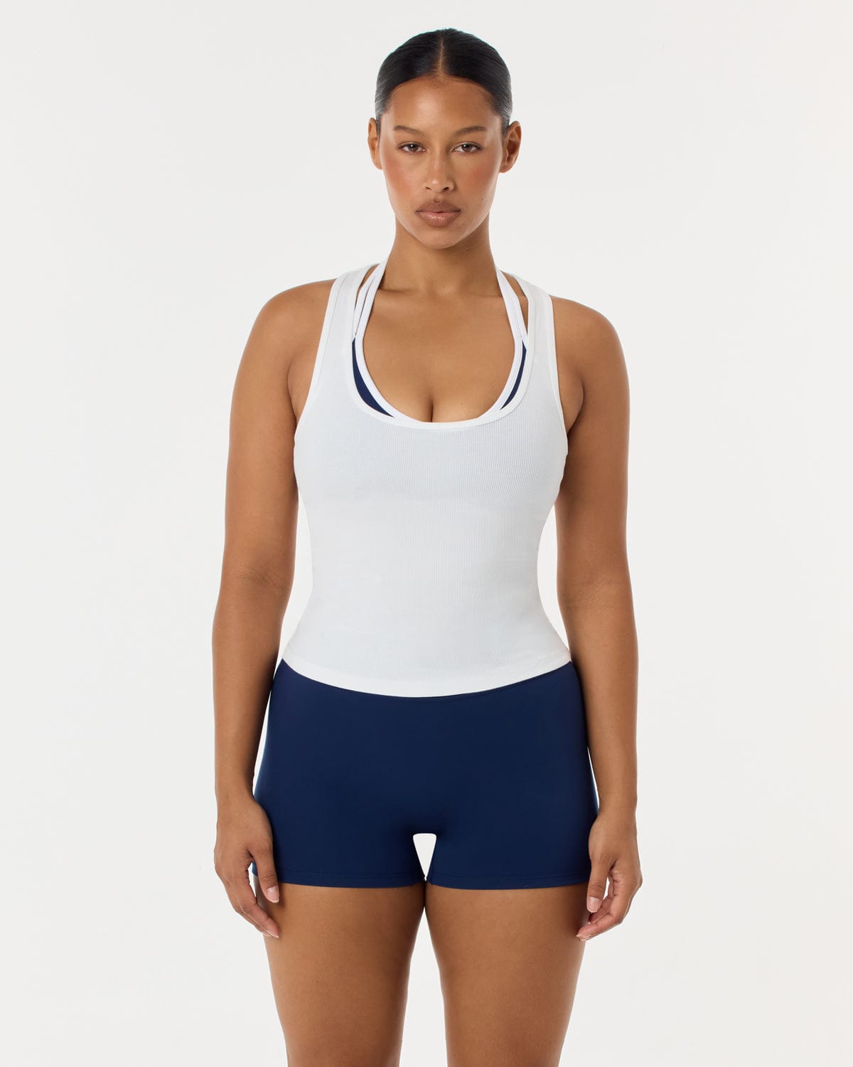 Racer Longline Rib Tank | White