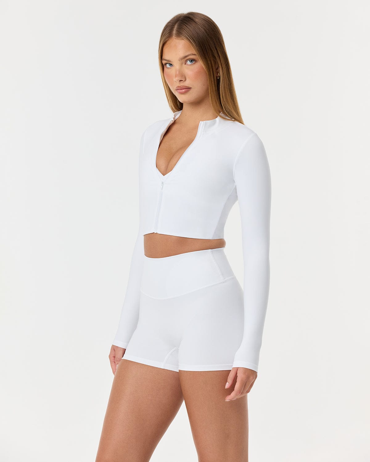Serenity Cropped Zip Jacket | White