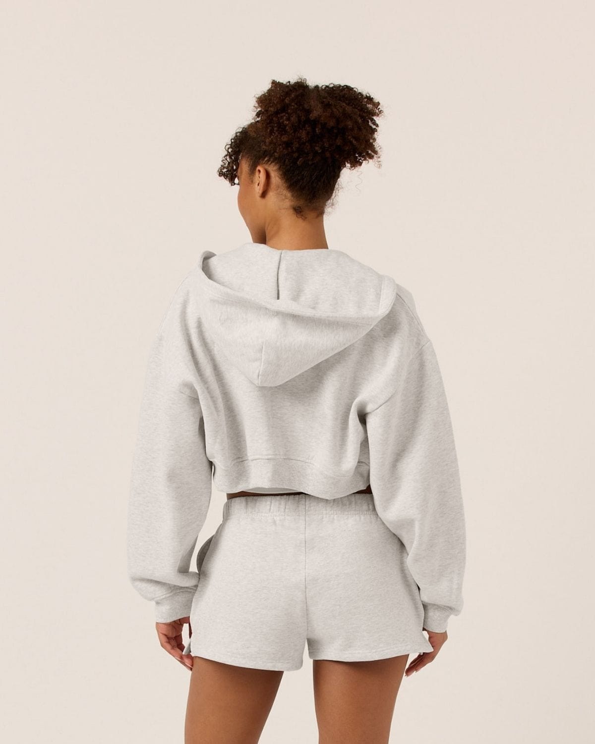 Cropped Zip Hoodie | Snow Marle