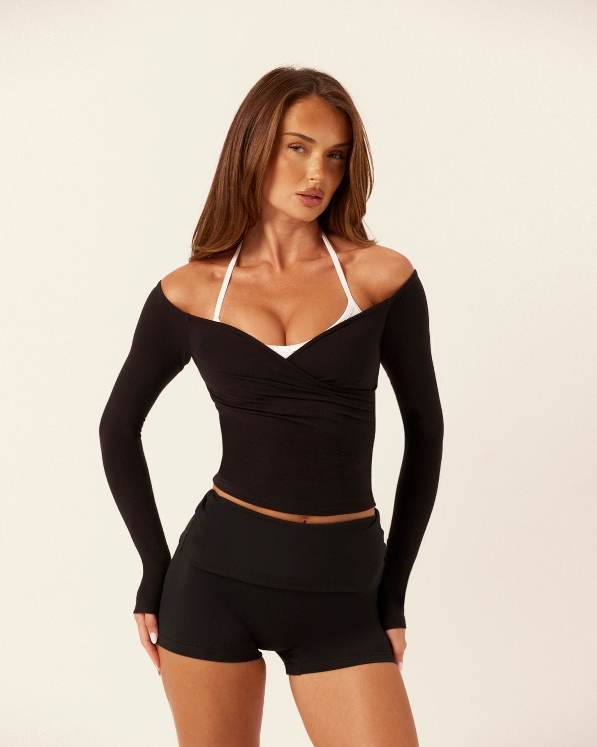 Off Shoulder Wrap Top | Black