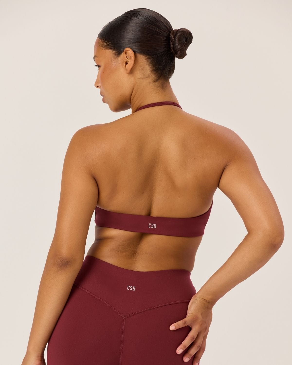 Serenity Contour Halter Crop | Burgundy