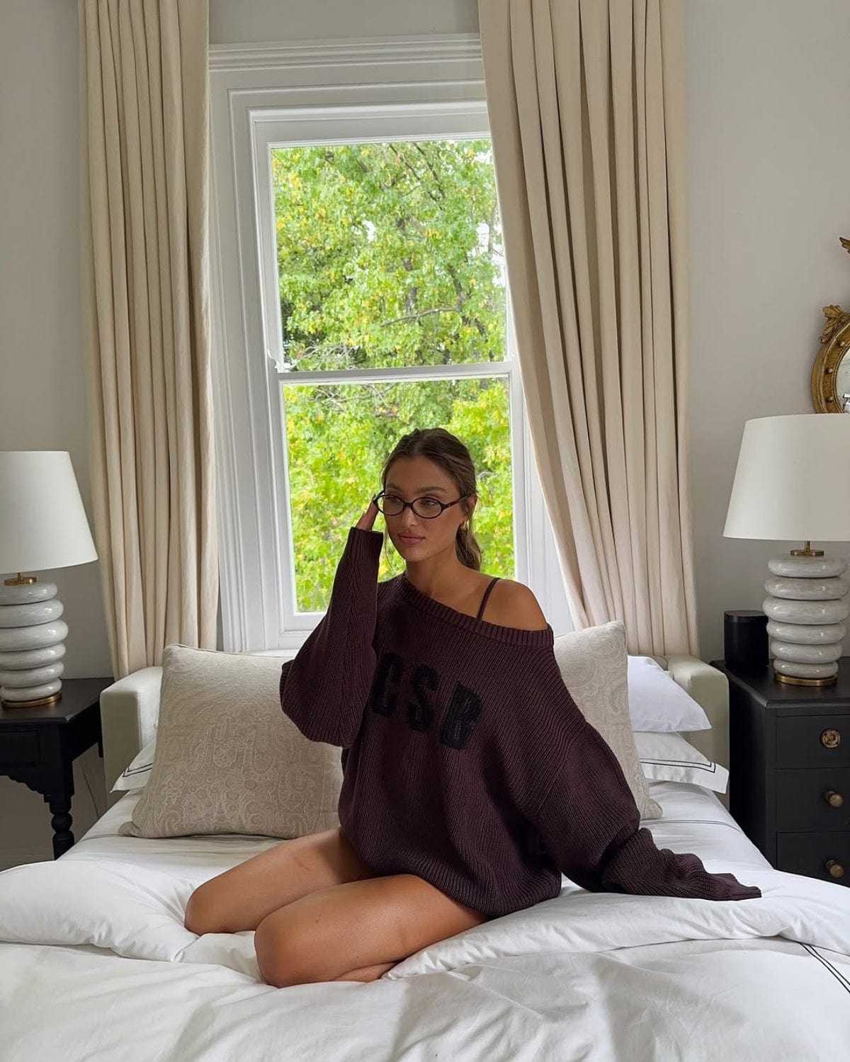 Off Shoulder Knit Sweater | Espresso