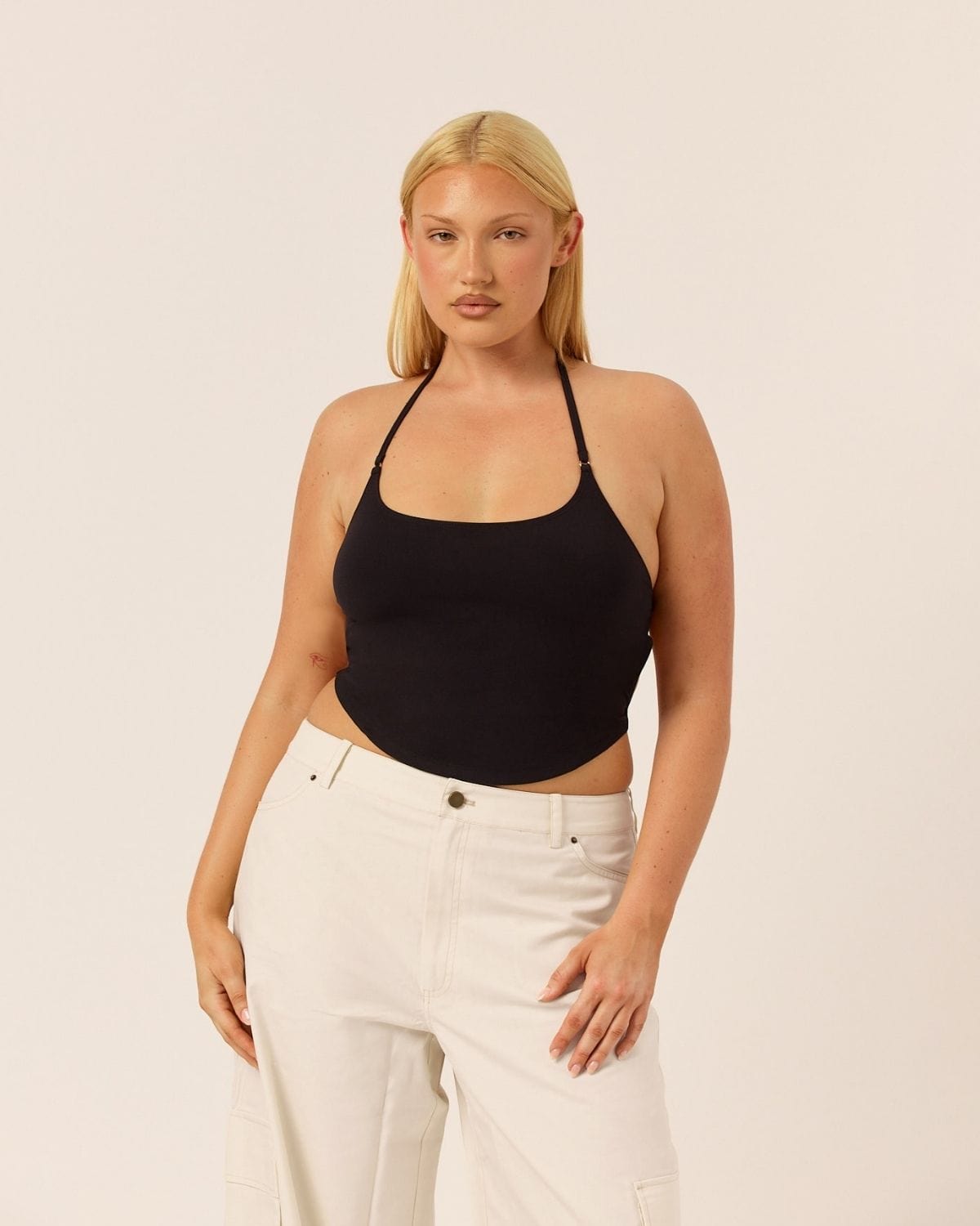 Open Back Halter Top | Black