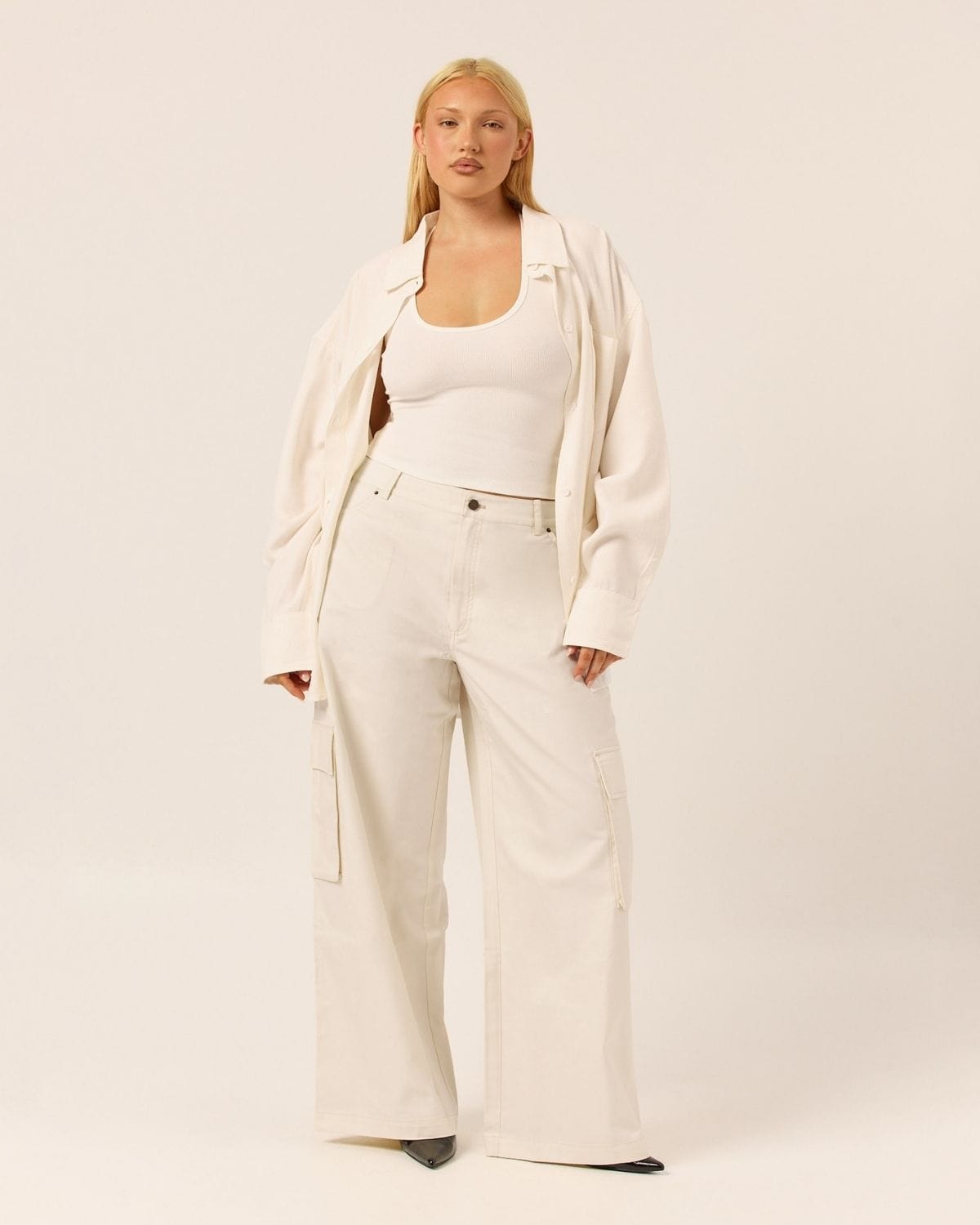 Wide Leg Cargo Pants | Vanilla