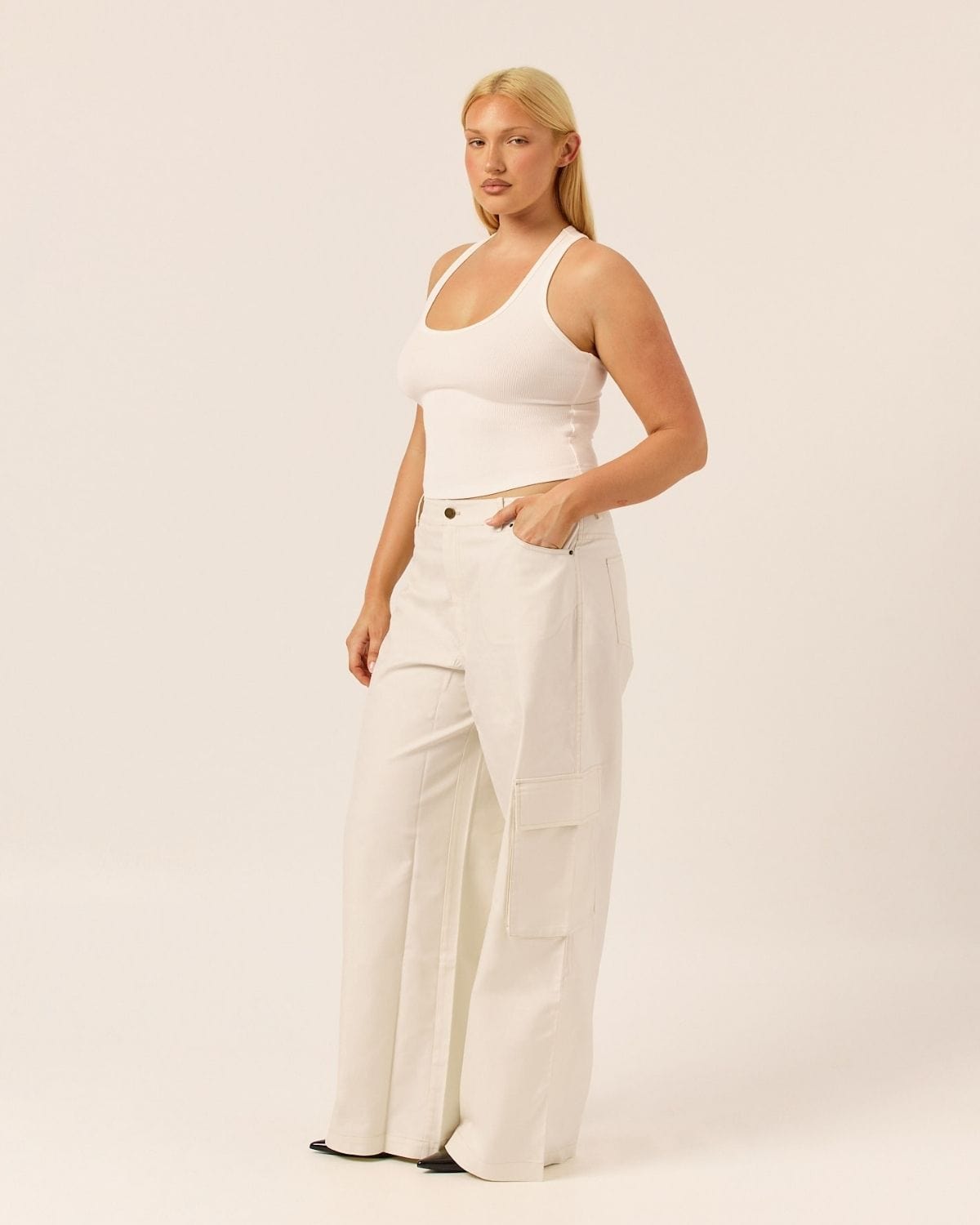 Wide Leg Cargo Pants | Vanilla