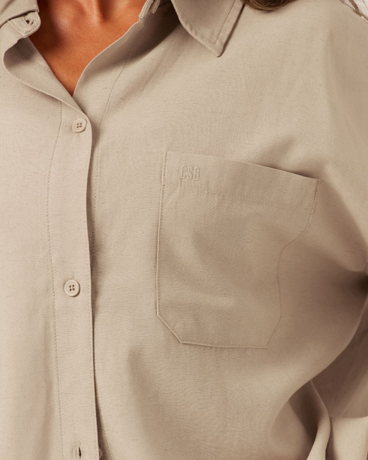 Oversized Long Sleeve Button Up Shirt | Fawn