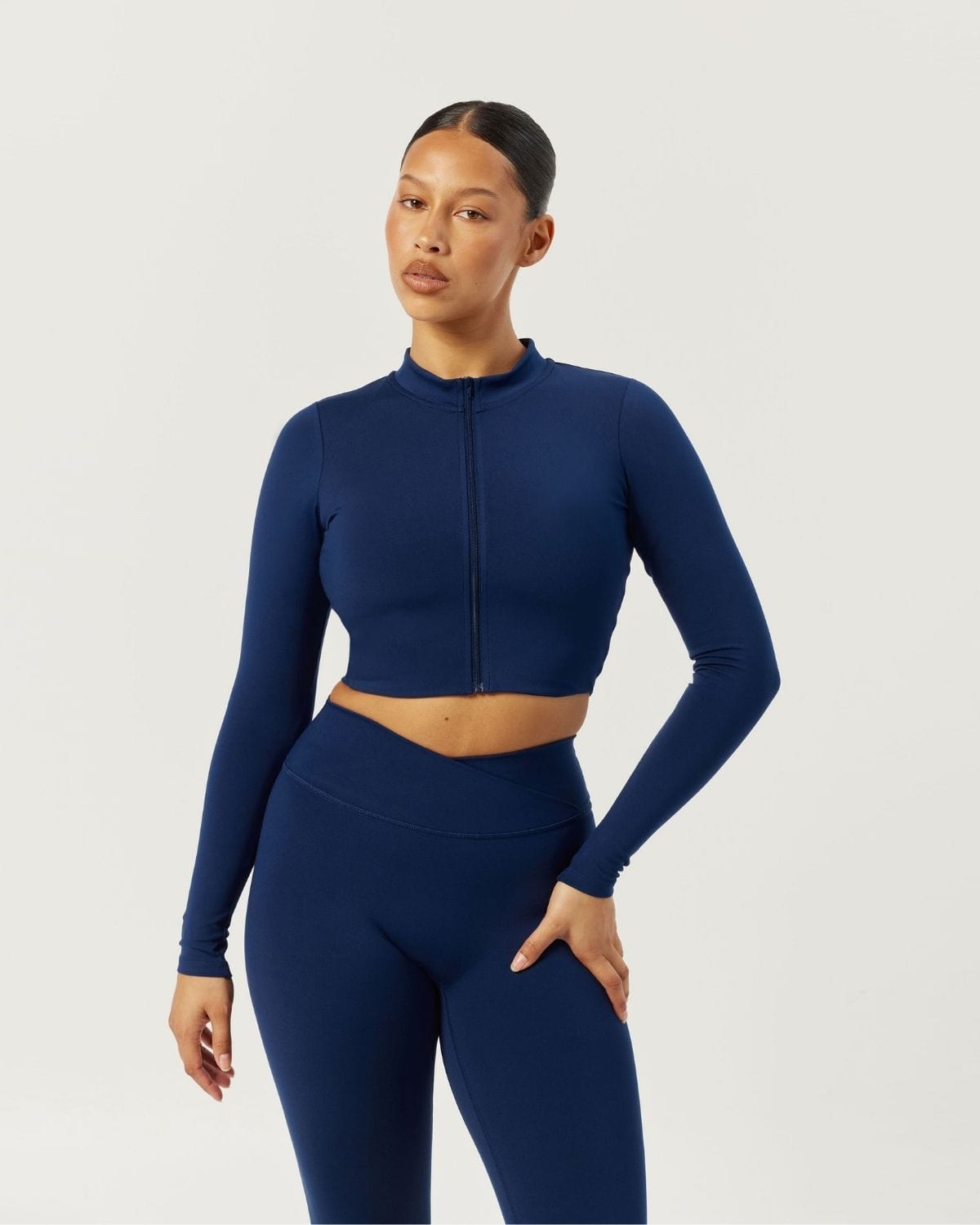 Serenity Cropped Zip Jacket | Navy
