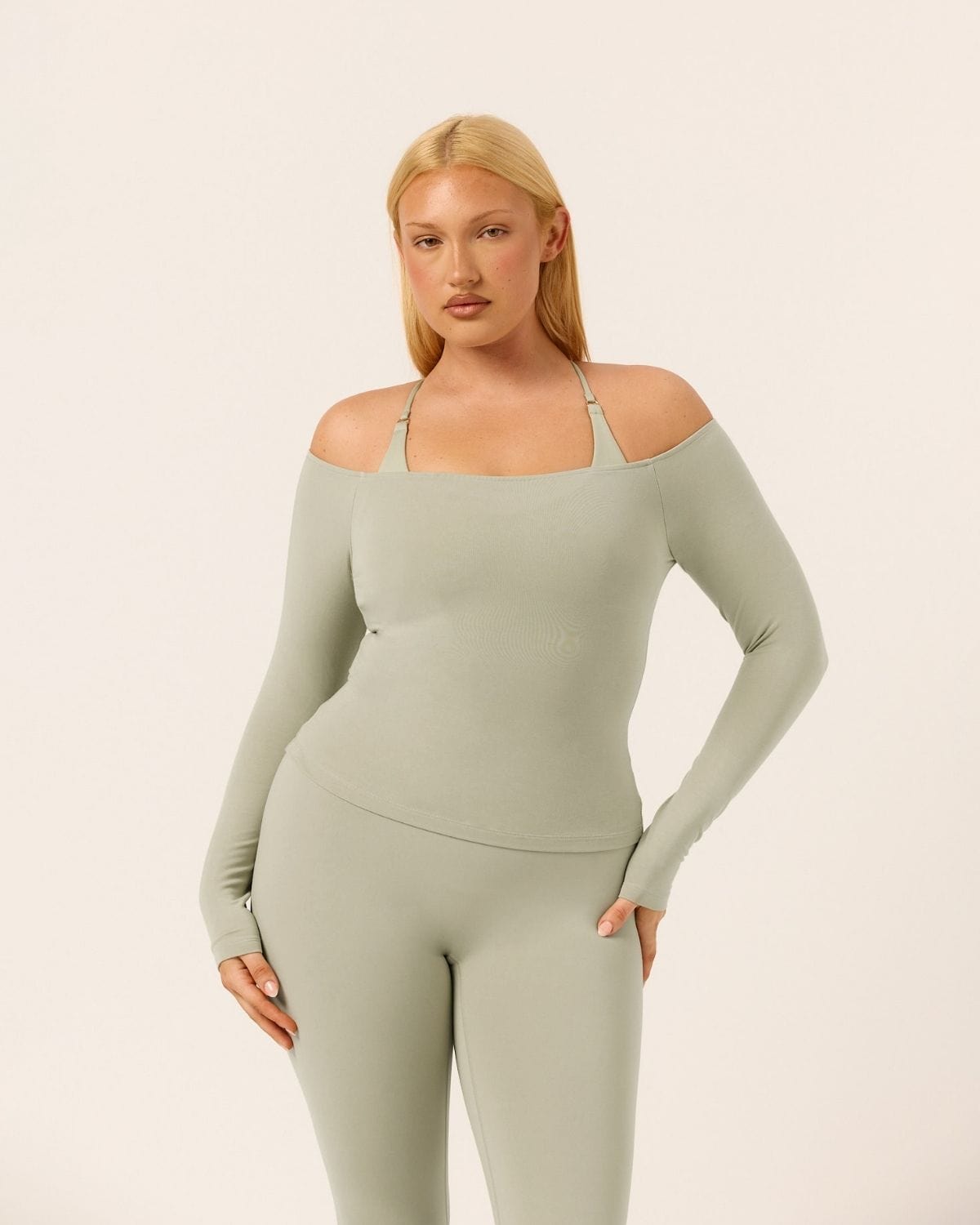 Off Shoulder Leisure Top | Sage