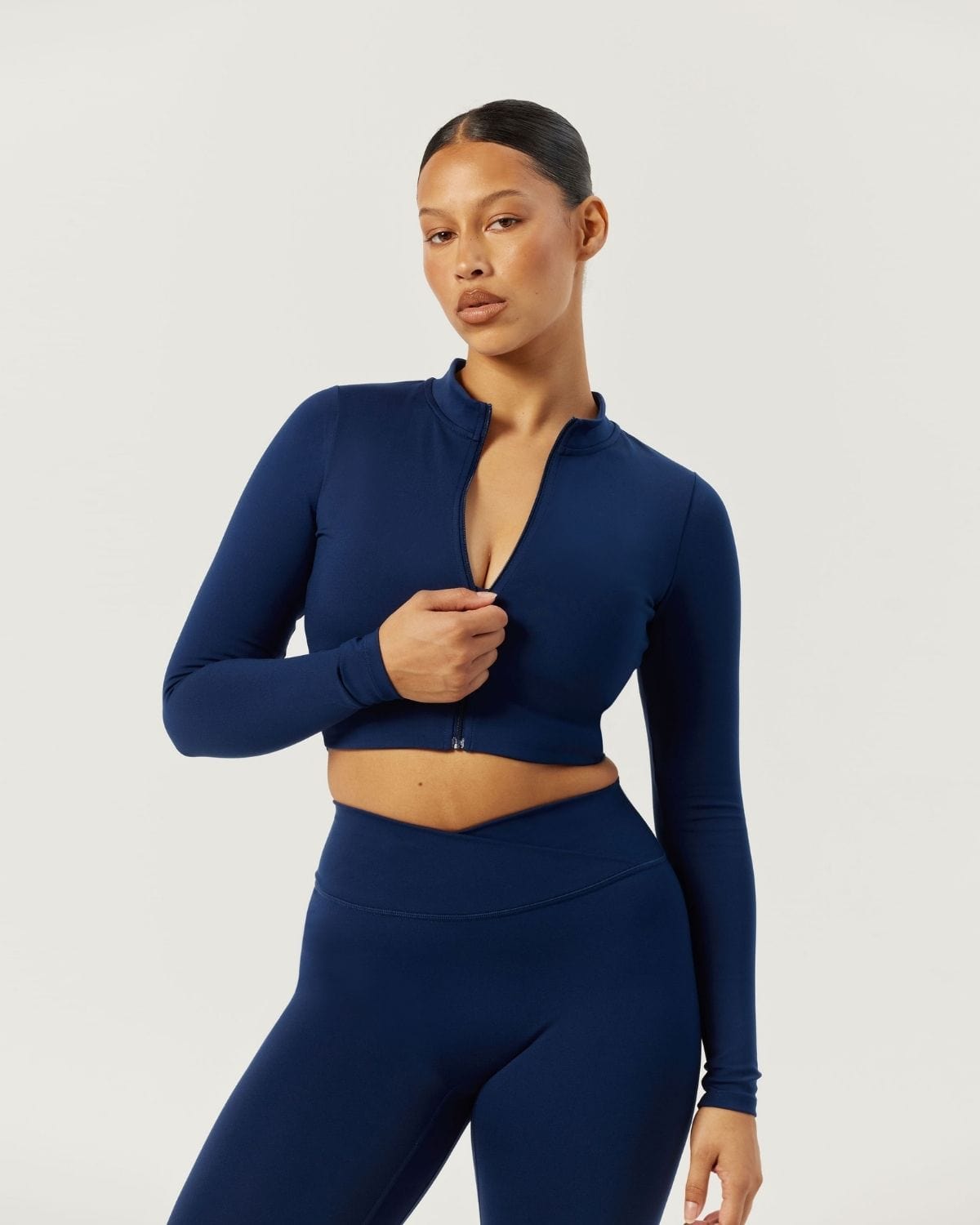 Serenity Cropped Zip Jacket | Navy