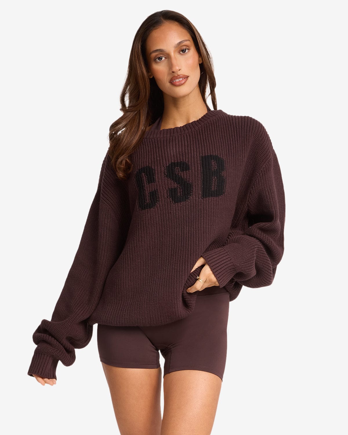 Off Shoulder Knit Sweater | Espresso