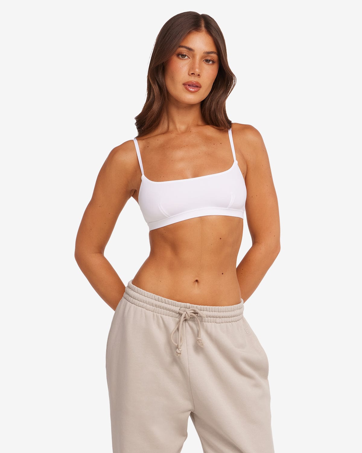 Crop Top Cheap White Bralette Scoop Neck Bralette White