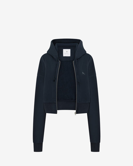 Cropped Zip Hoodie | Deep Navy
