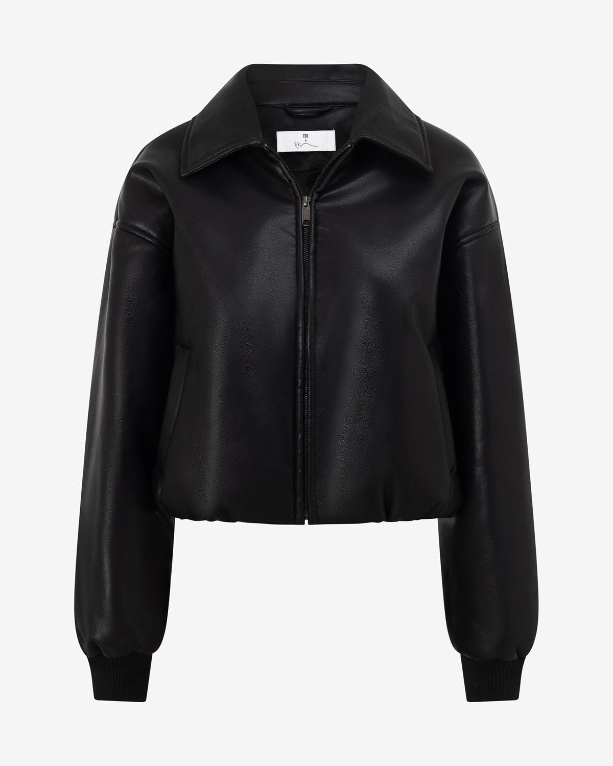 Faux Leather Bomber Jacket | Black