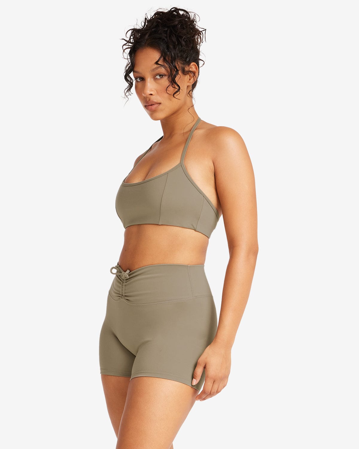 Serenity Contour Halter Crop | Vintage Khaki