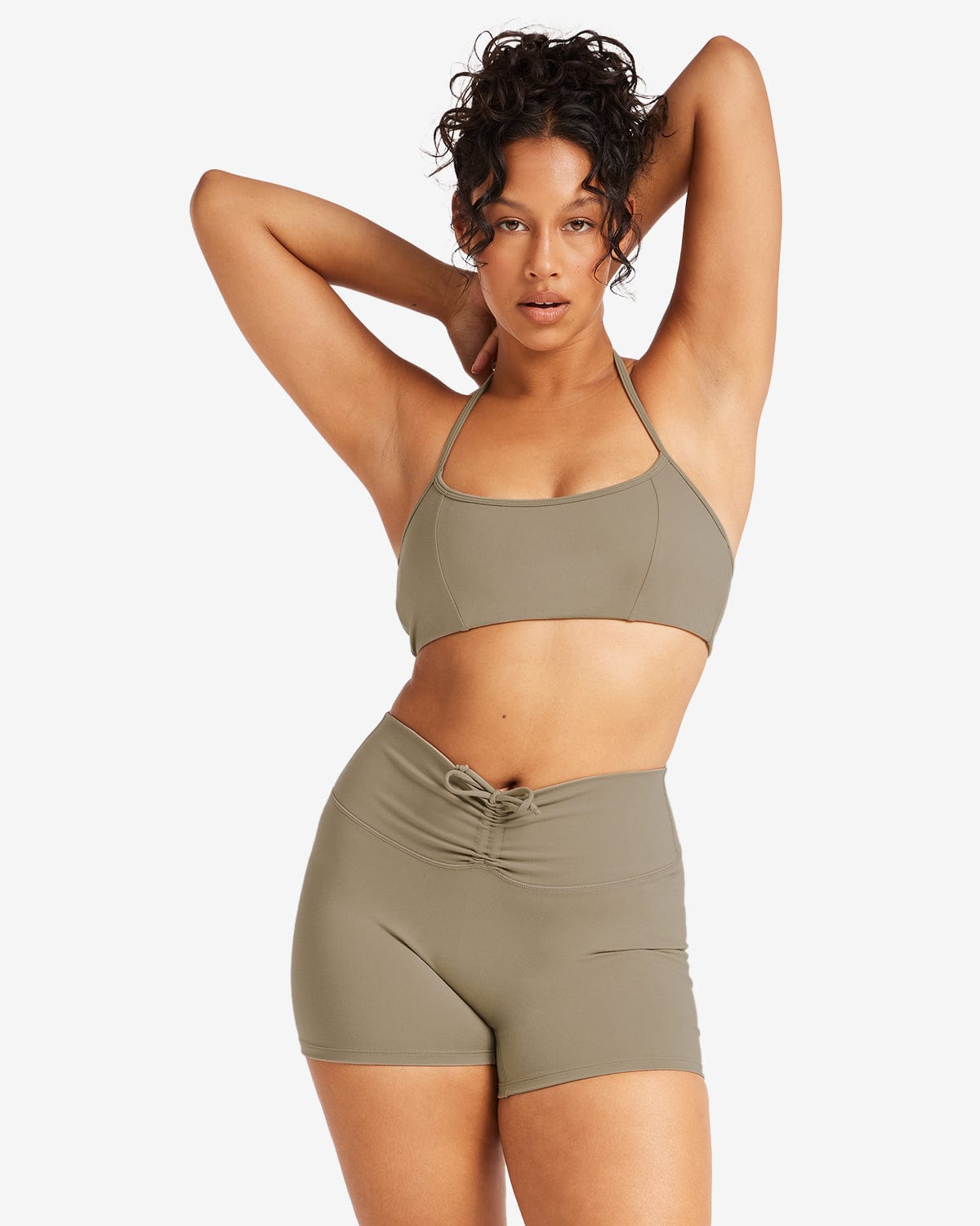 Serenity Contour Halter Crop | Vintage Khaki