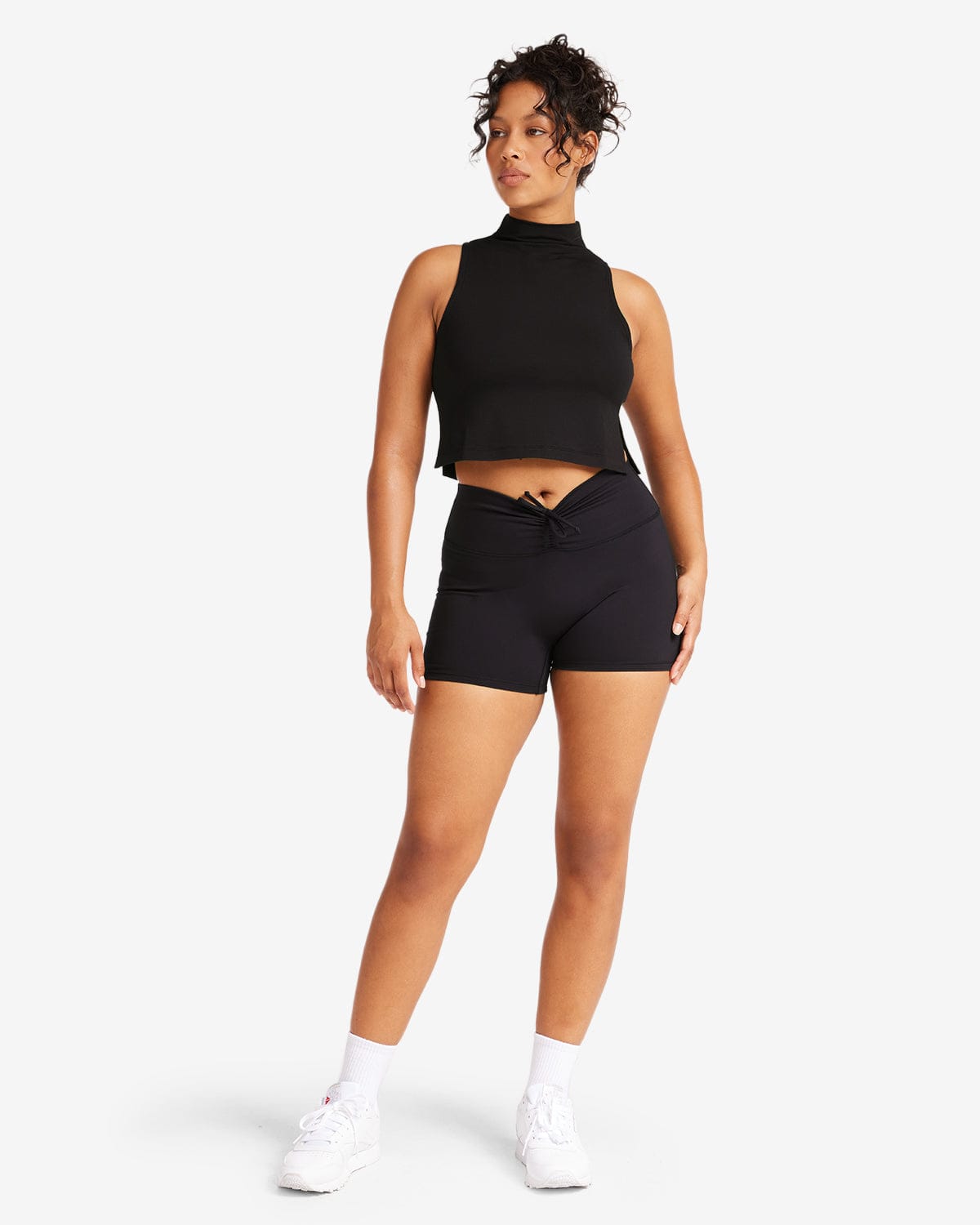 Serenity Drawstring Scrunch Shorts 4" | Black