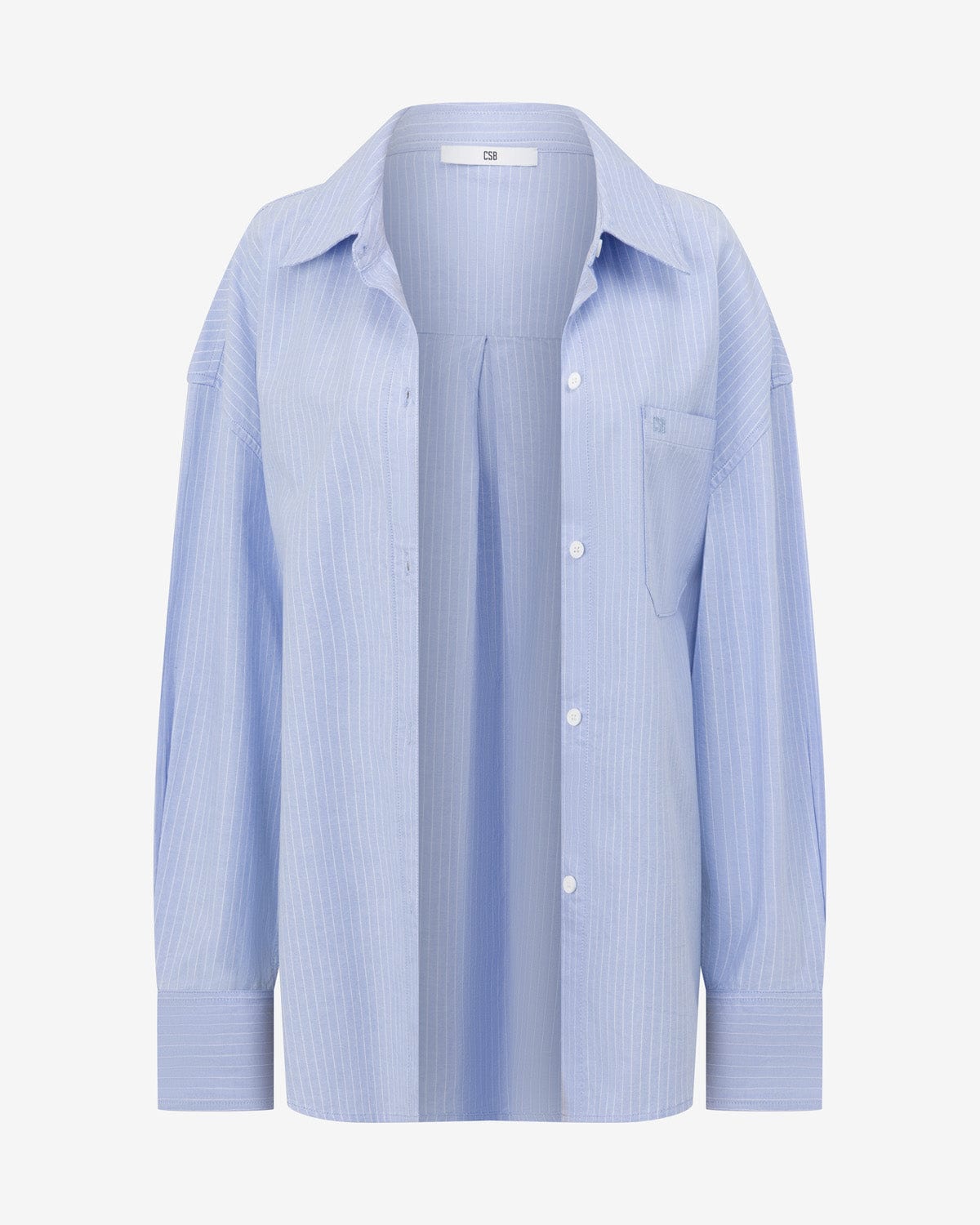 Stripe Oversized Button Up Shirt | Dusty Blue