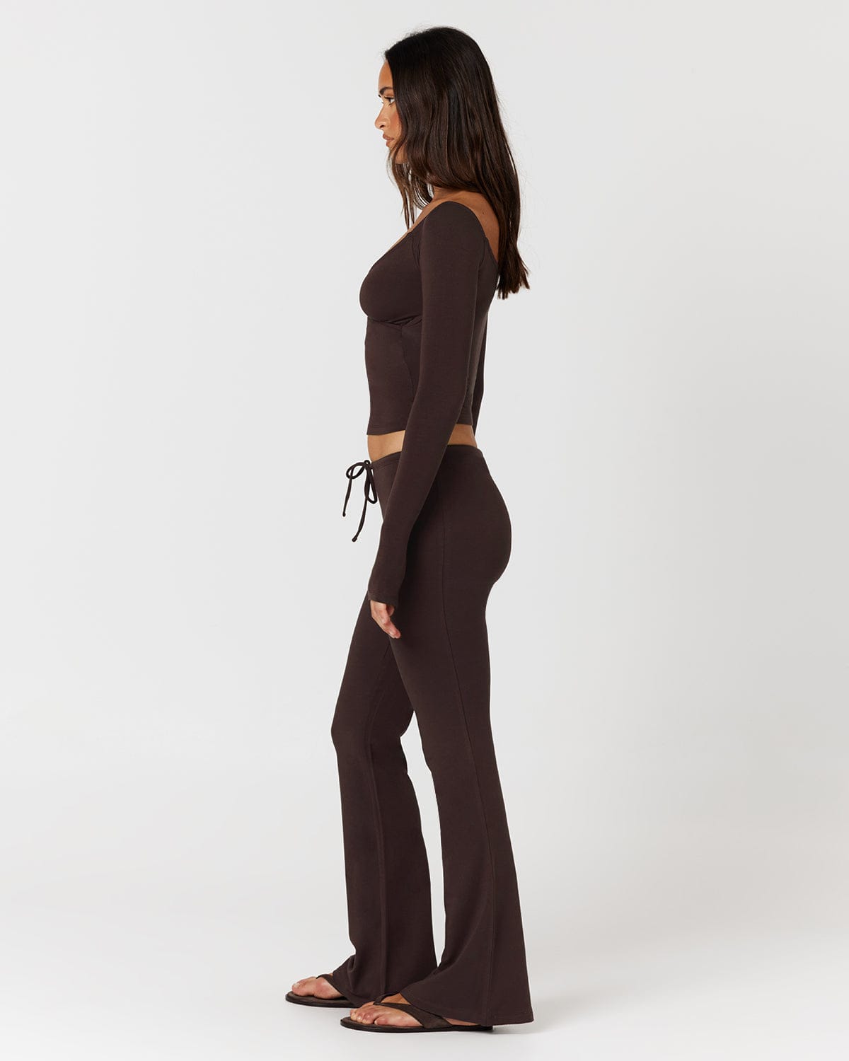 Drawstring Flare Pants | Espresso