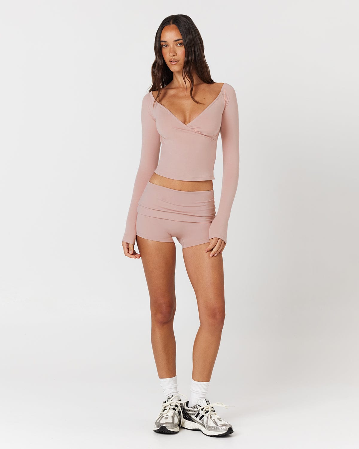 Form Fold Over Shorts 3" | Dusty Pink