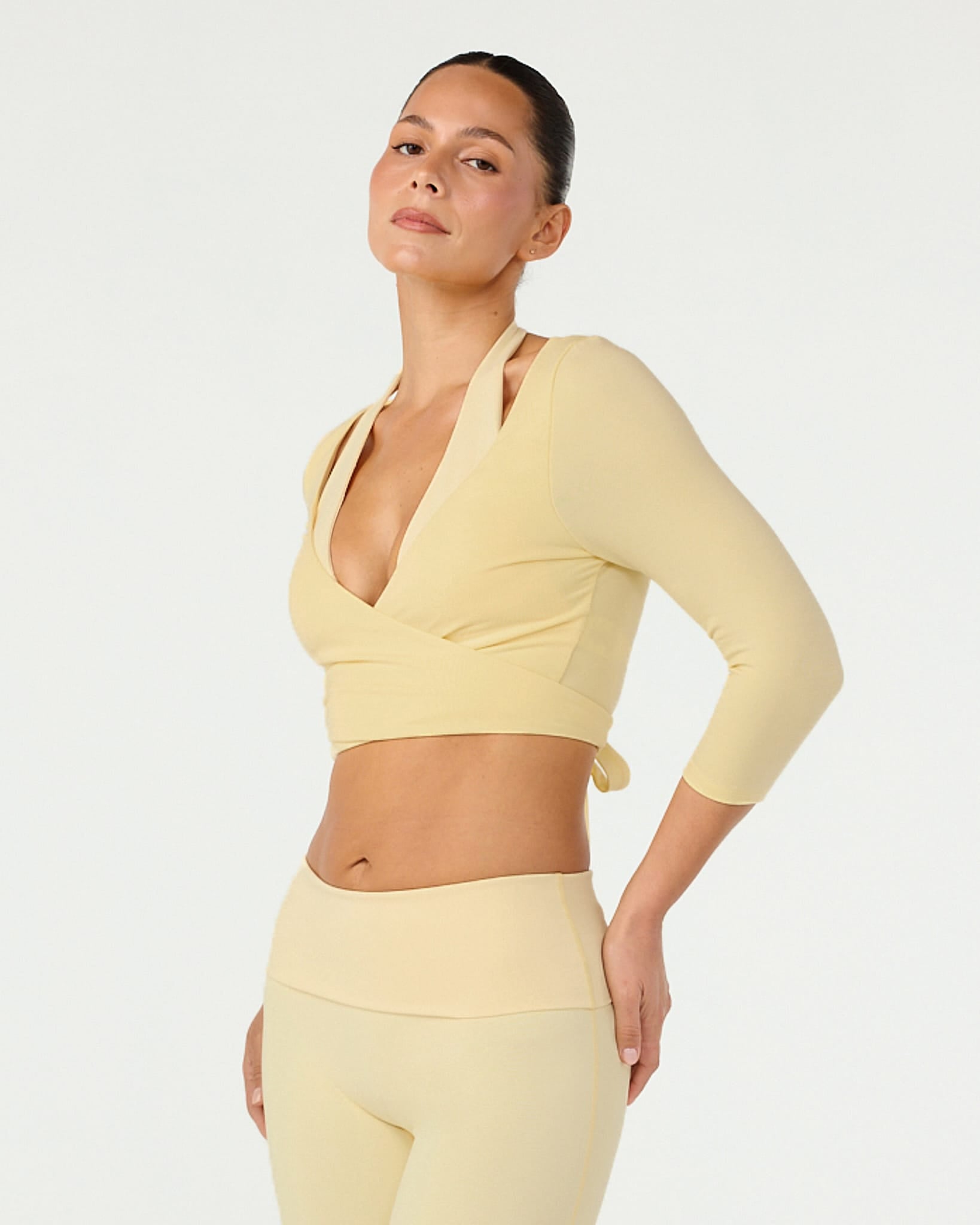 Ballet Wrap Cropped Top 3/4 Sleeve | Butter