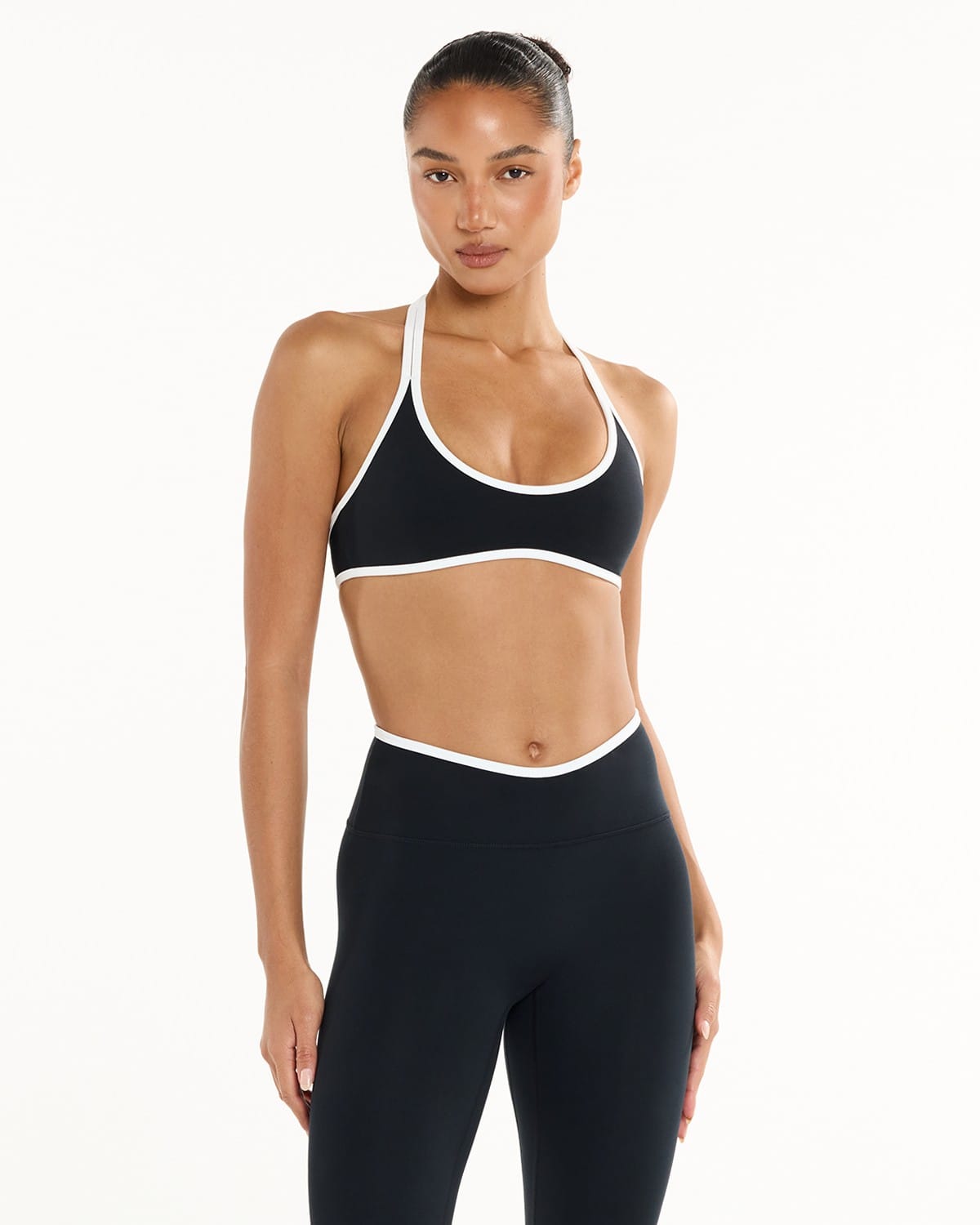 Serenity Halter Crop | Black Two Tone