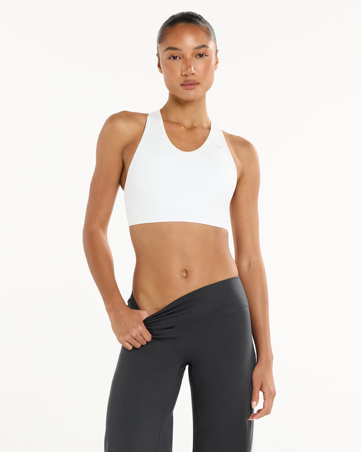 Serenity Soft High V-Neck Crop | White