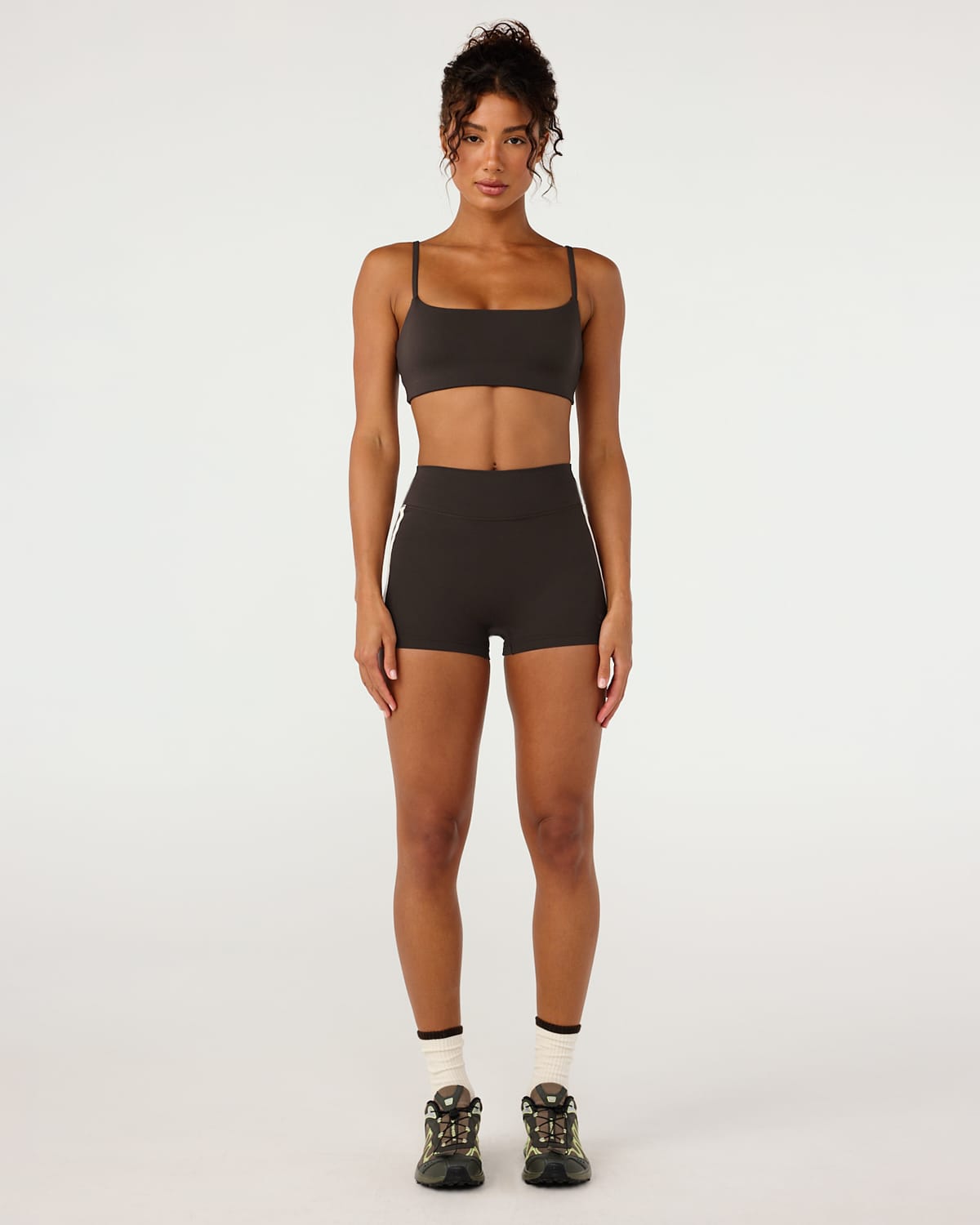 Form Invisible Scrunch Stripe Shorts 3" | Grounded Brown