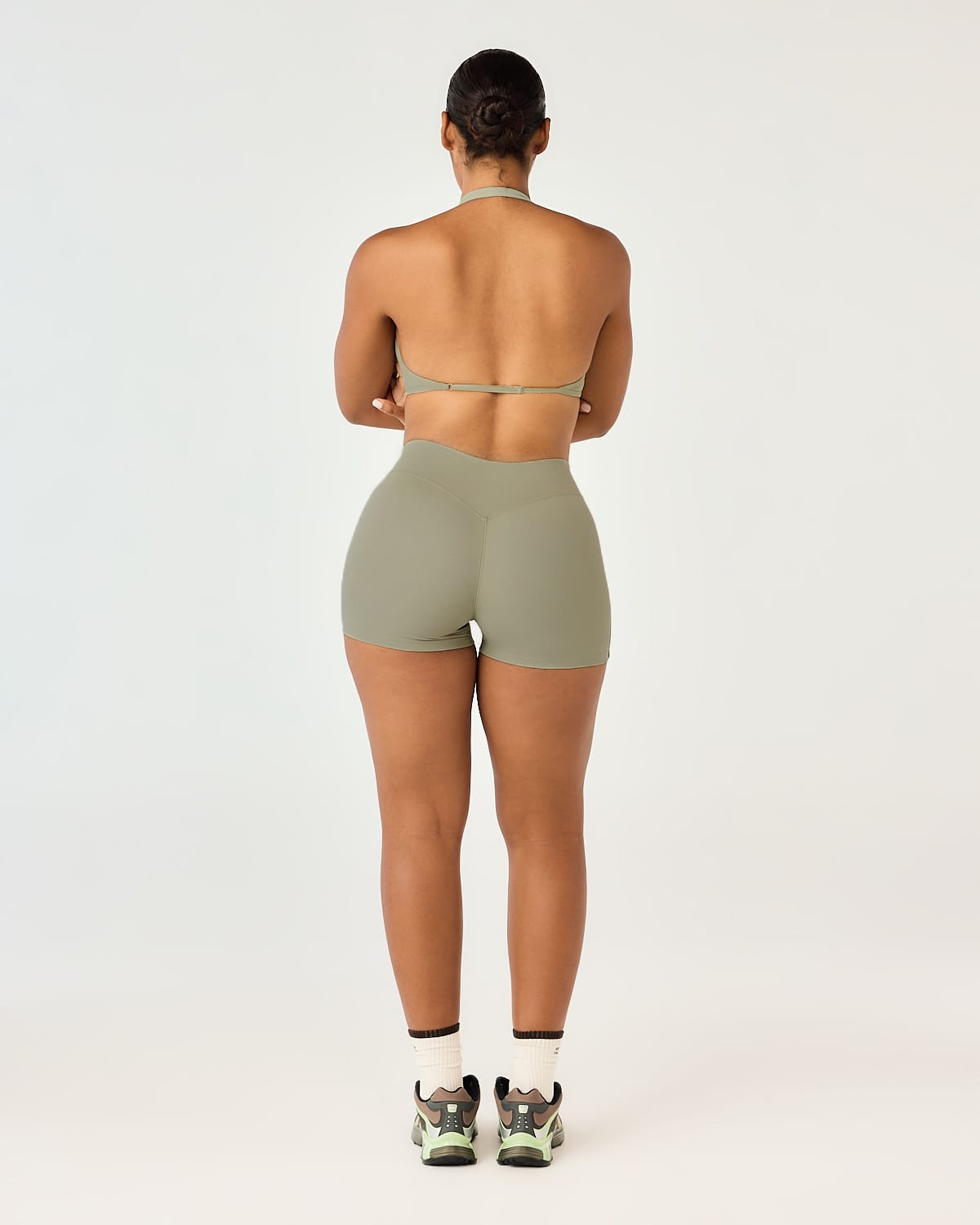 Form Invisible Scrunch Stripe Shorts 3" | Moss Green