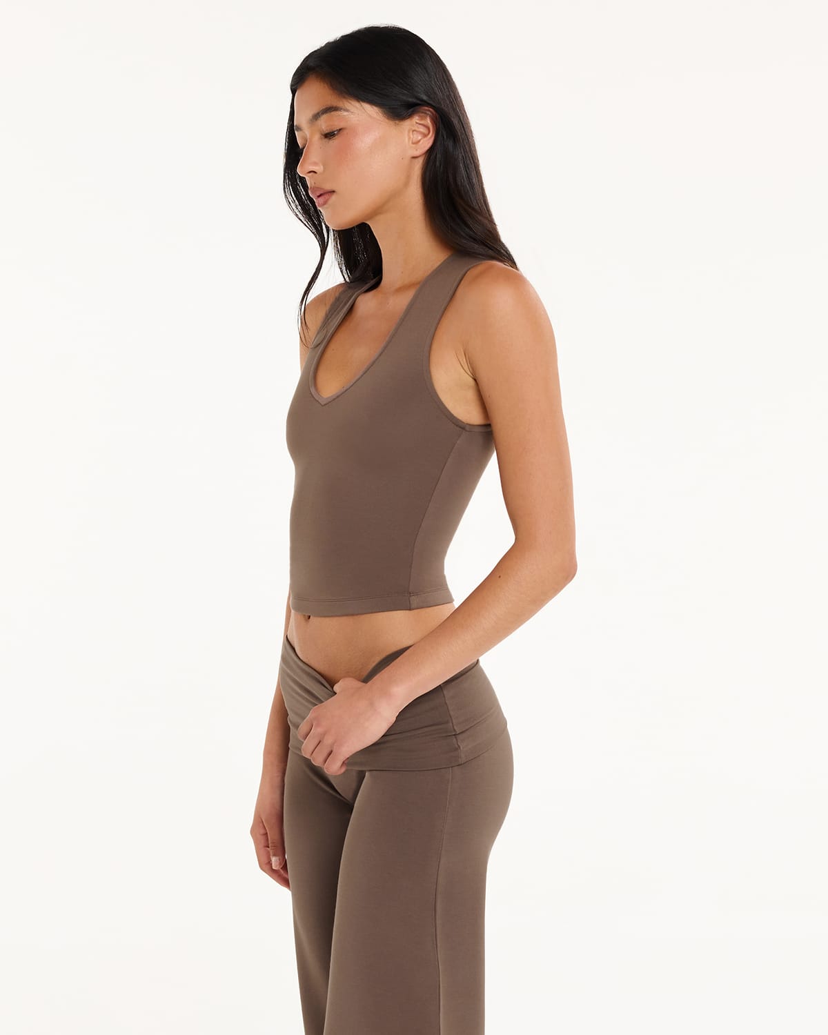 Jersey V Neck Tank | Cocoa