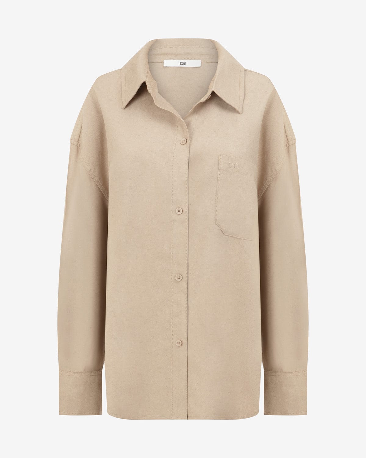 Oversized Long Sleeve Button Up Shirt | Fawn