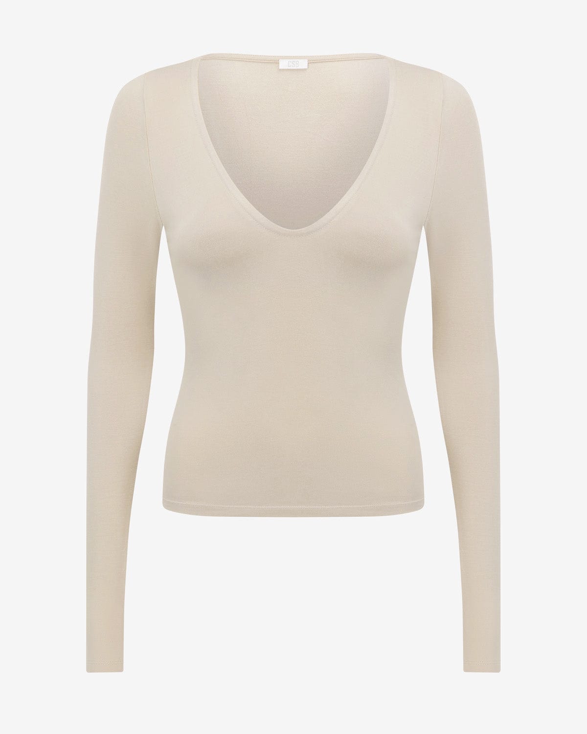 V Neck Long Sleeve Top | Fawn