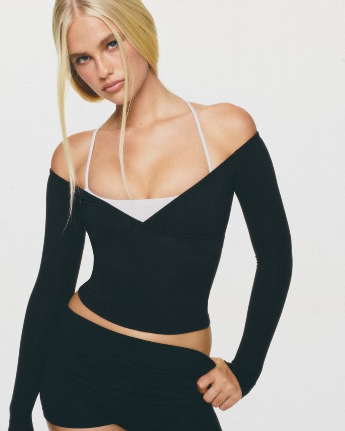 Off Shoulder Wrap Top | Black