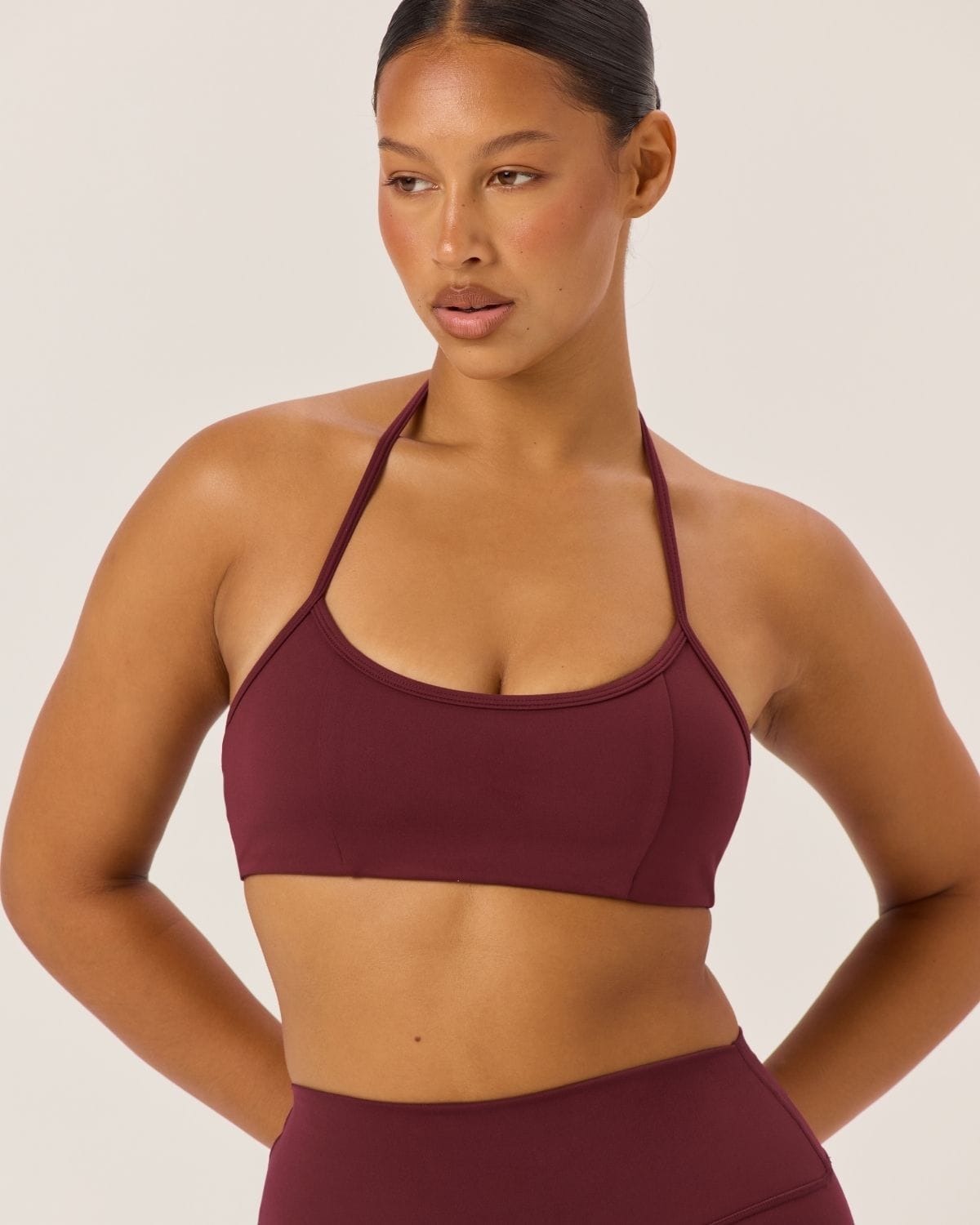 Serenity Contour Halter Crop | Burgundy