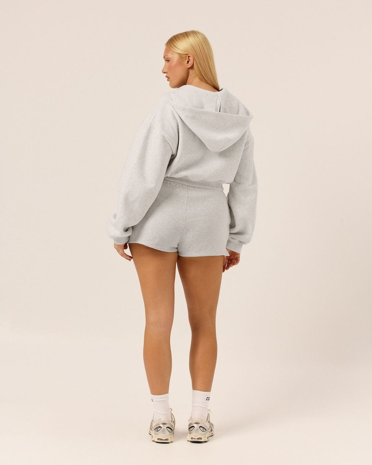 Cropped Zip Hoodie | Snow Marle