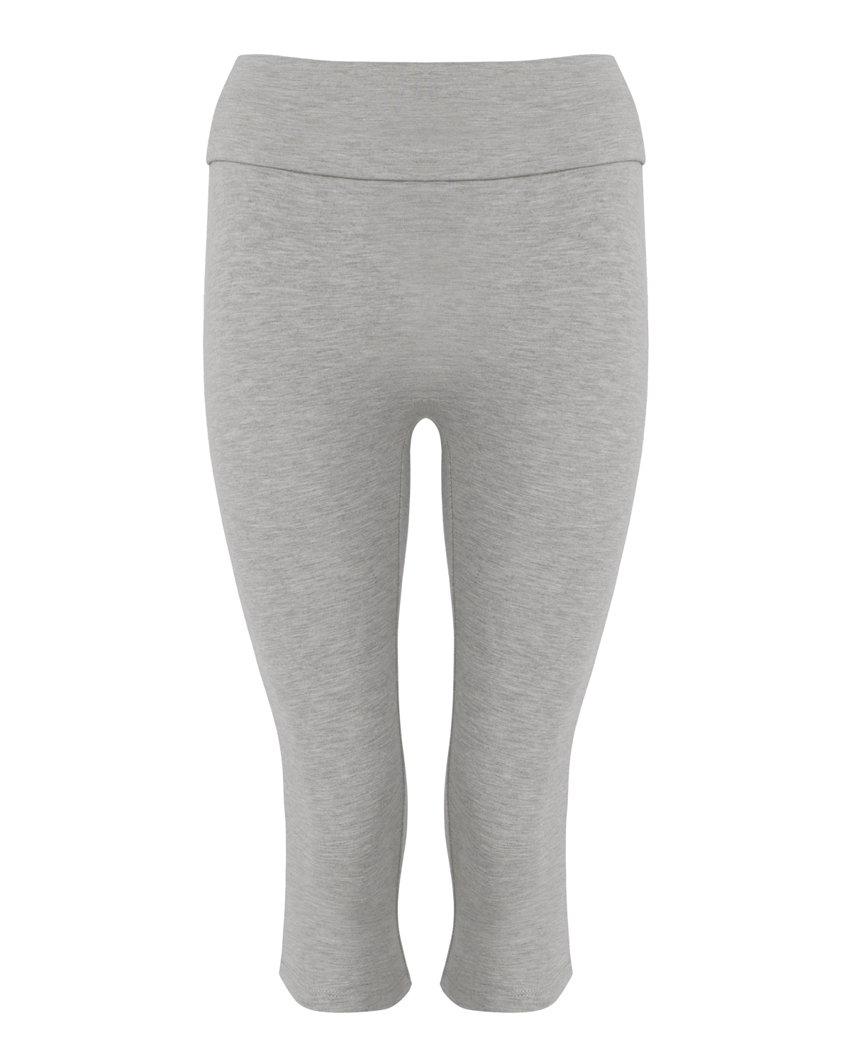 Foldover Jersey Capri Leggings | Grey Marle