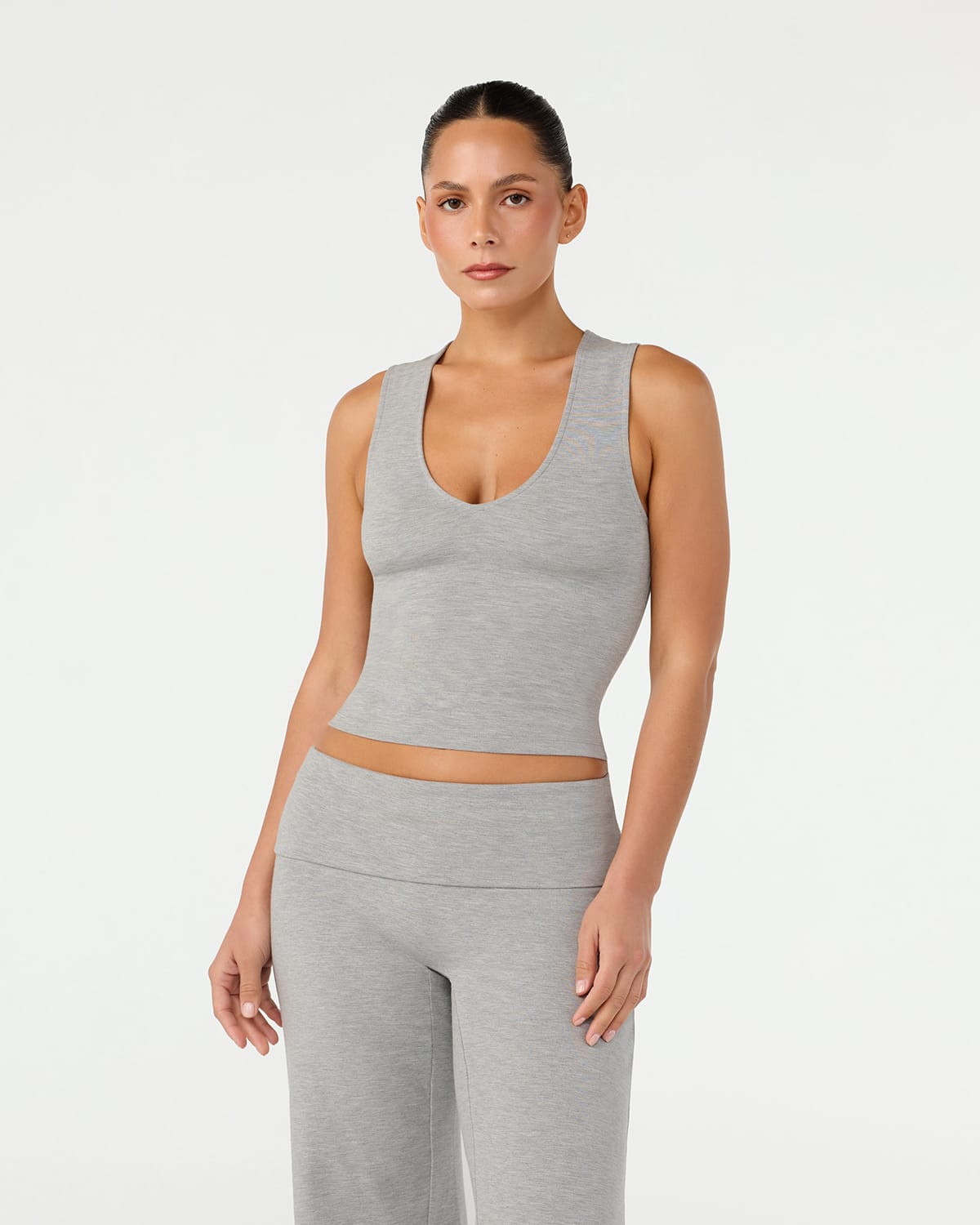 Jersey V Neck Tank | Grey Marle
