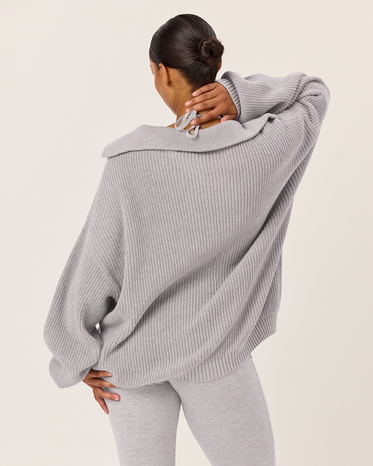 Oversized Knit Sweater | Grey Marl