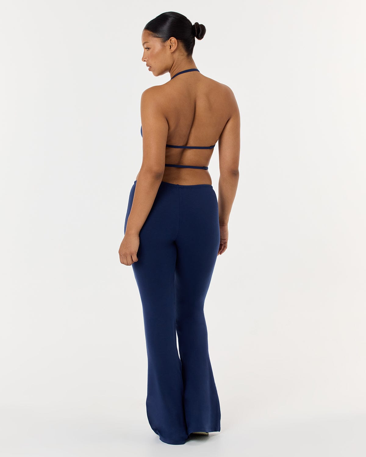 Drawstring Flare Pants | Navy