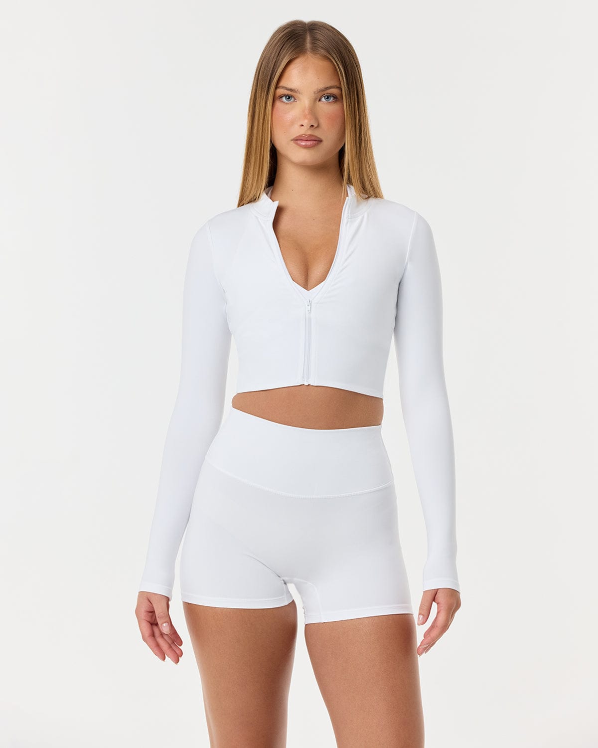 Serenity Cropped Zip Jacket | White