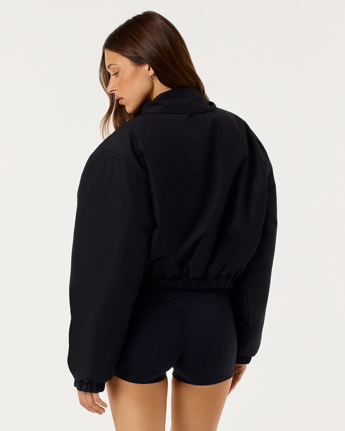 Cropped Oversized Bomber Jacket | Black
